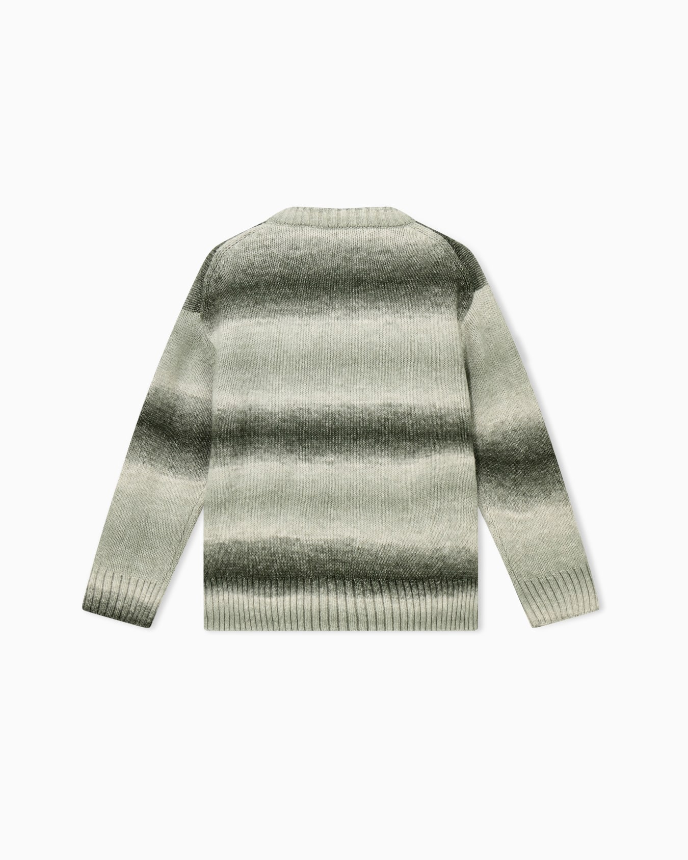 Knitted cotton crew neck pullover with a gradient design Slide 2