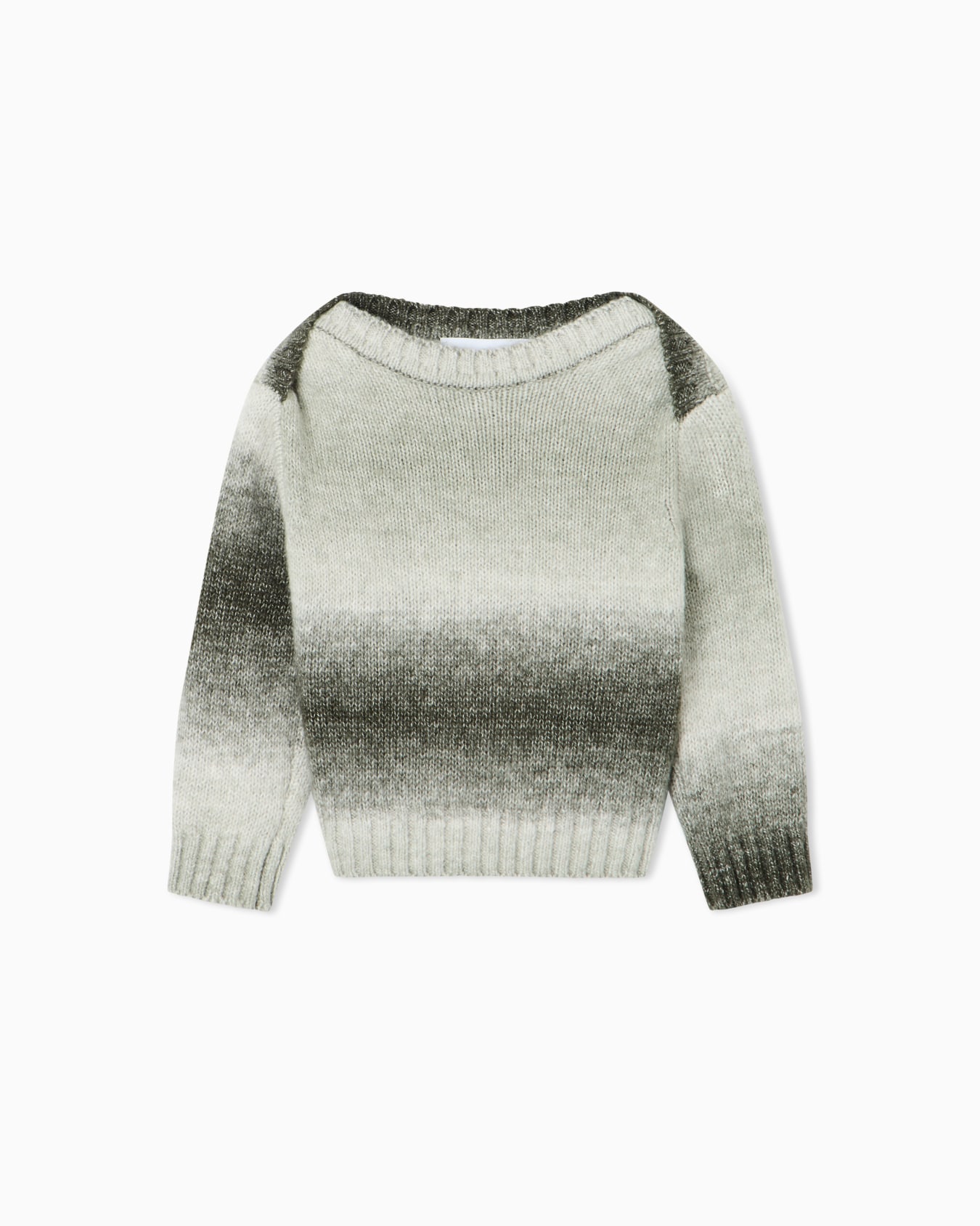 Knitted cotton pullover with gradient design and round neck Slide 0