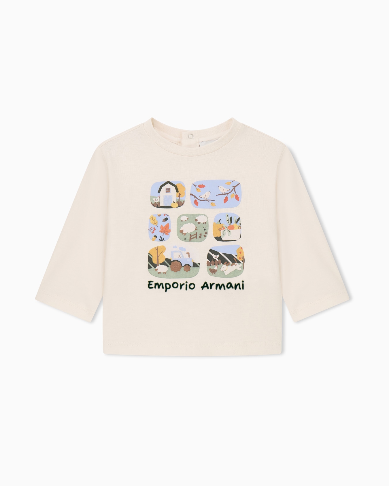 Cotton jersey T-shirt with a pastoral scene graphic Slide 0