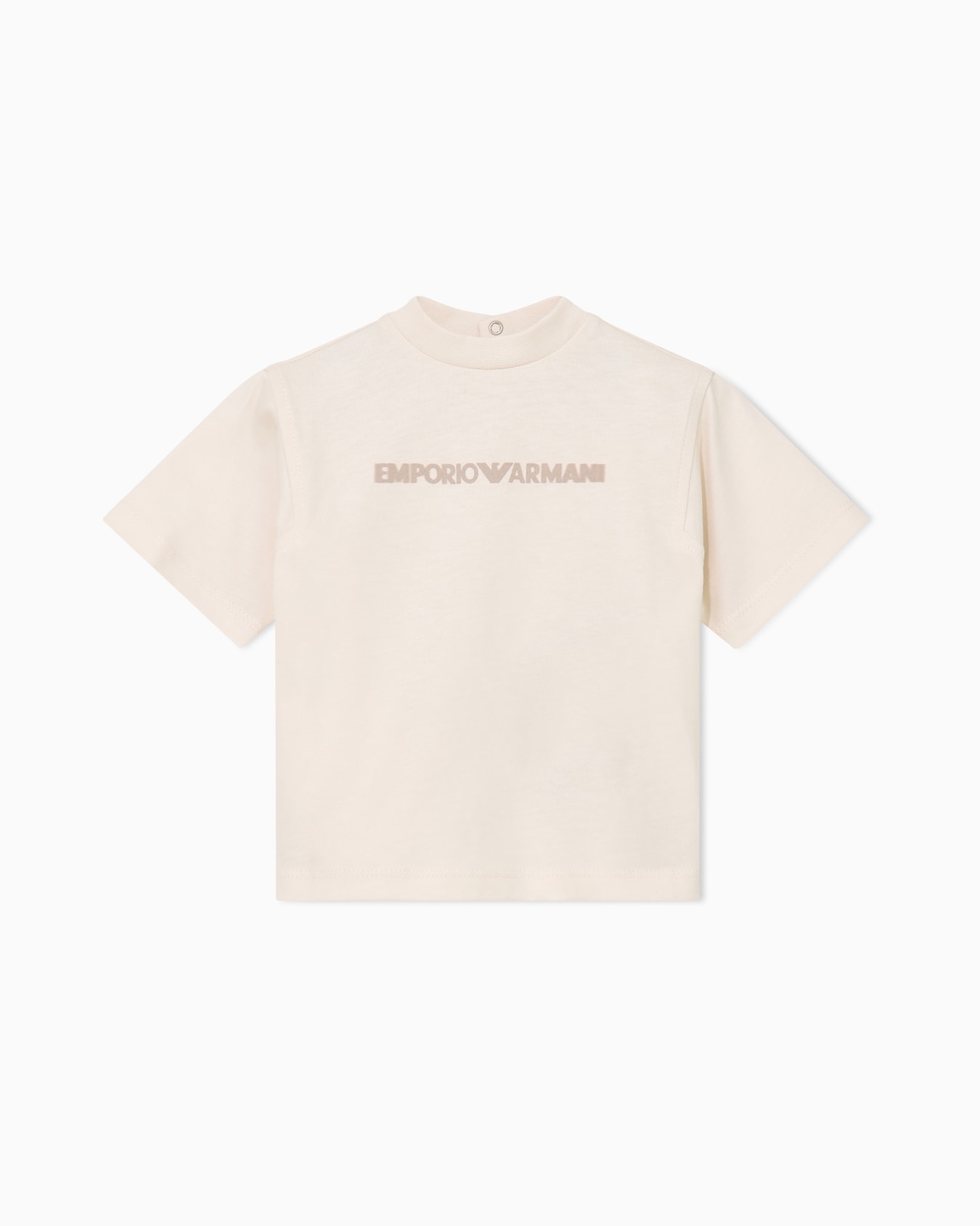 Baby cotton t-shirt with front logo and back button closure Slide 0