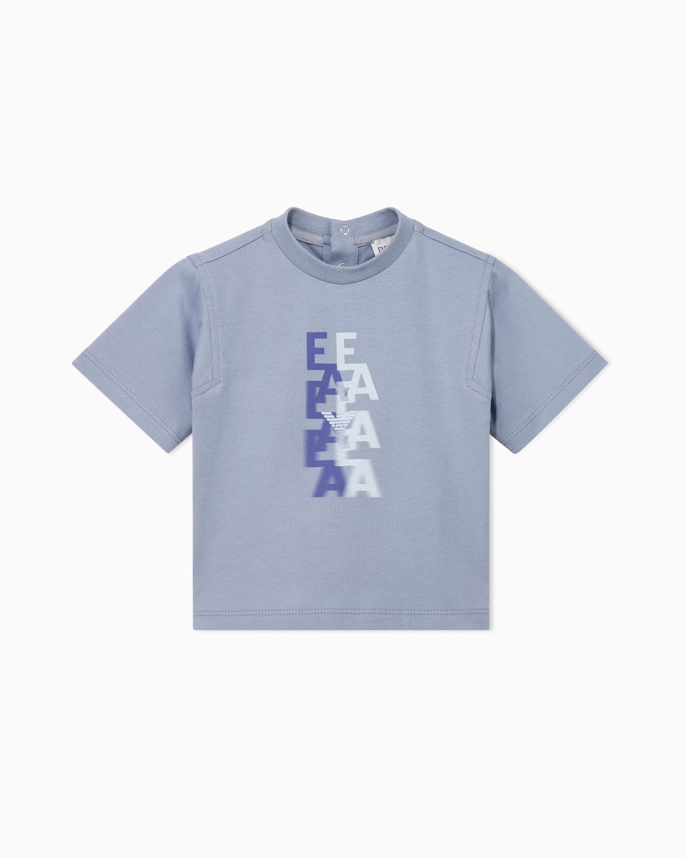 Baby cotton t-shirt with front logo and back button closure Slide 0