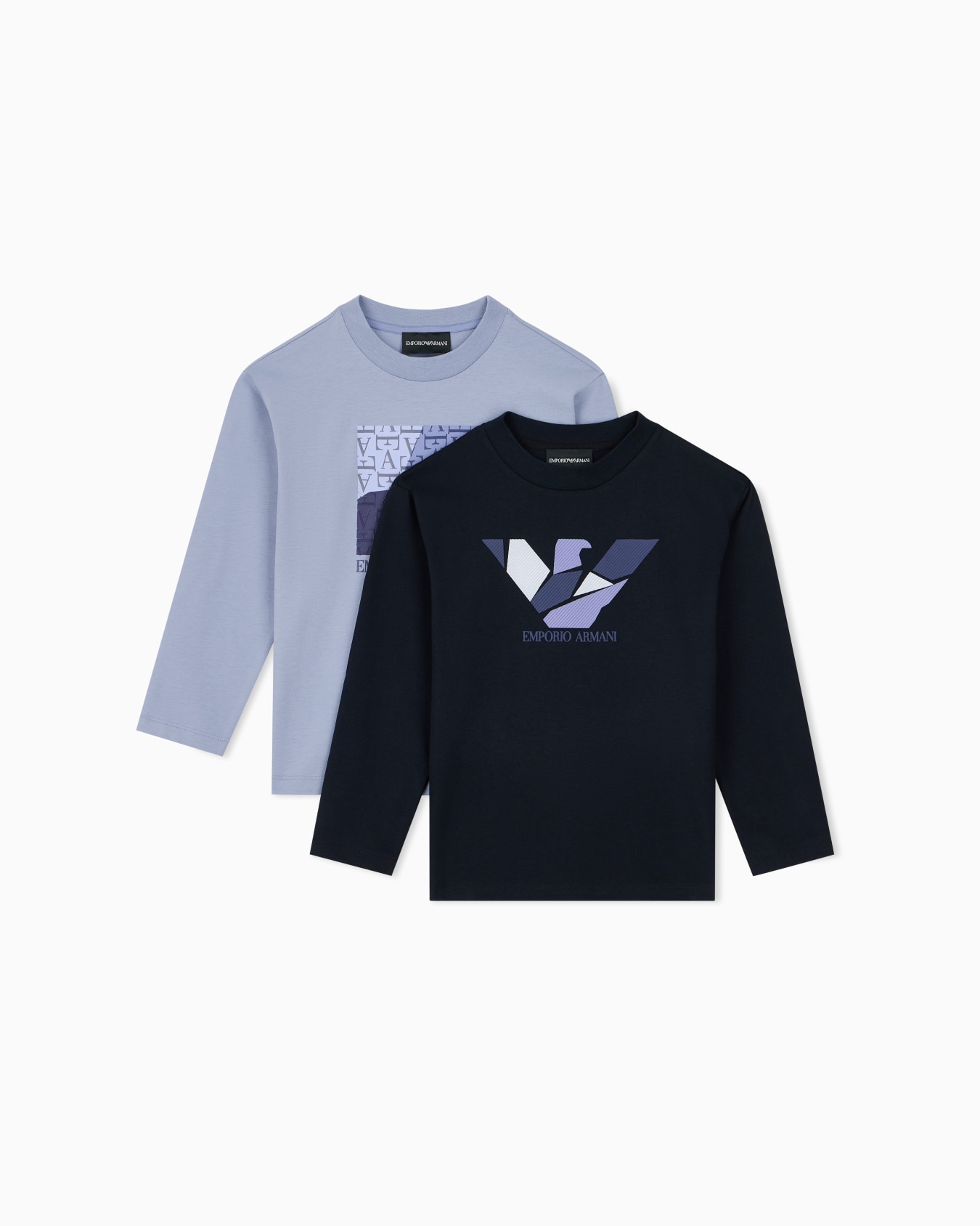 Long-sleeve cotton jersey t-shirt set with graphic print Slide 0
