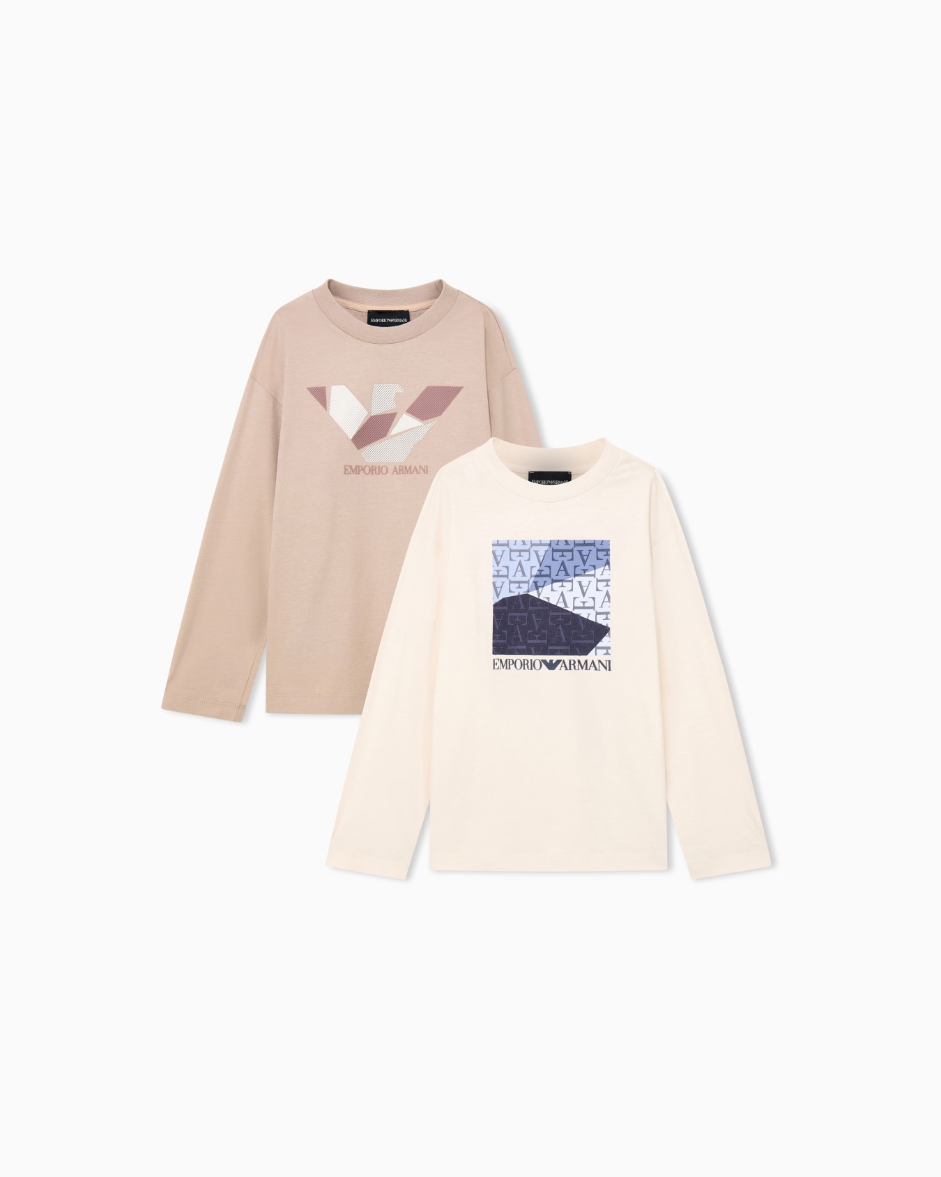 Long-sleeve cotton jersey t-shirt set with graphic print Slide 0