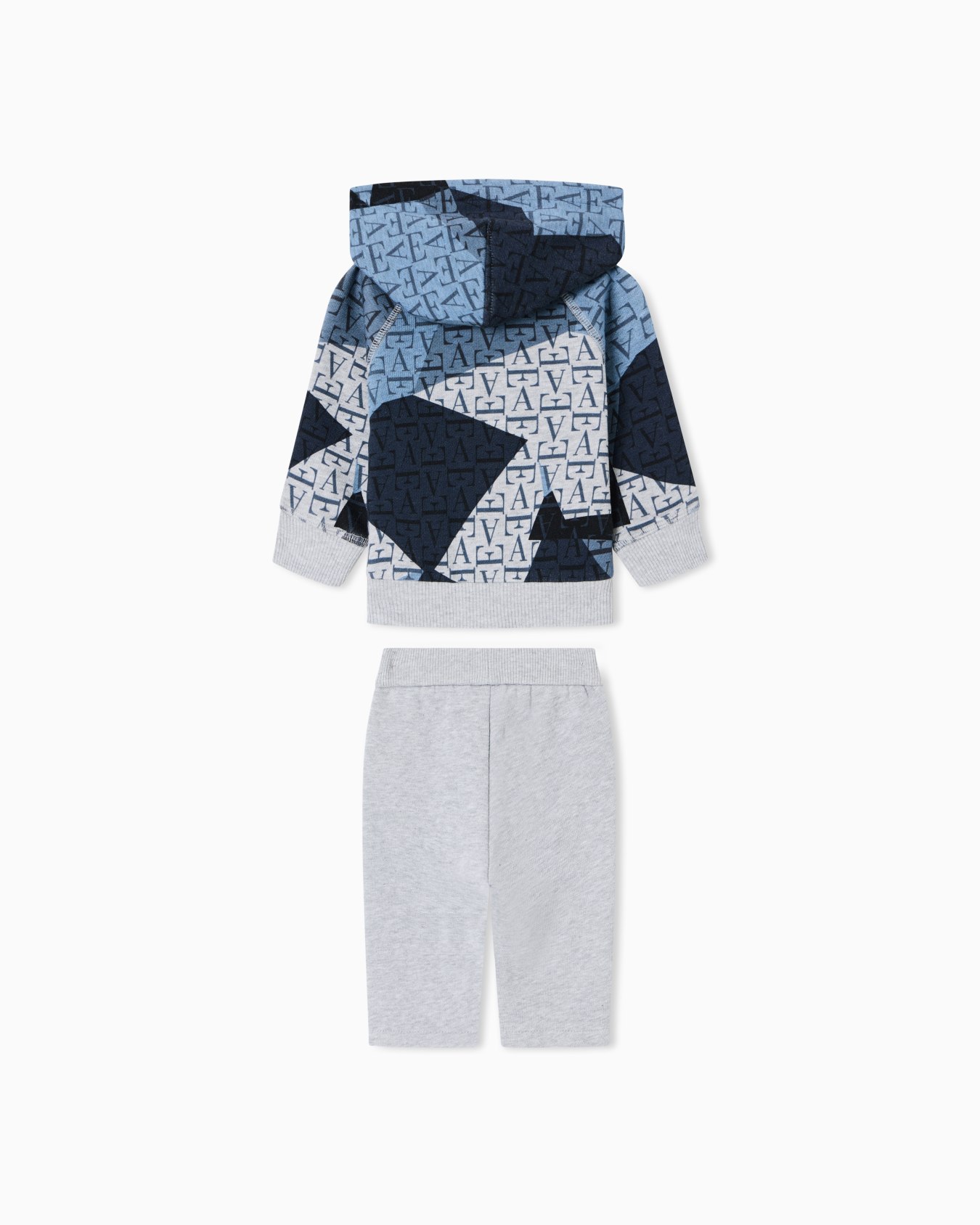 Hooded zip-up cotton tracksuit with all-over logo print Slide 2