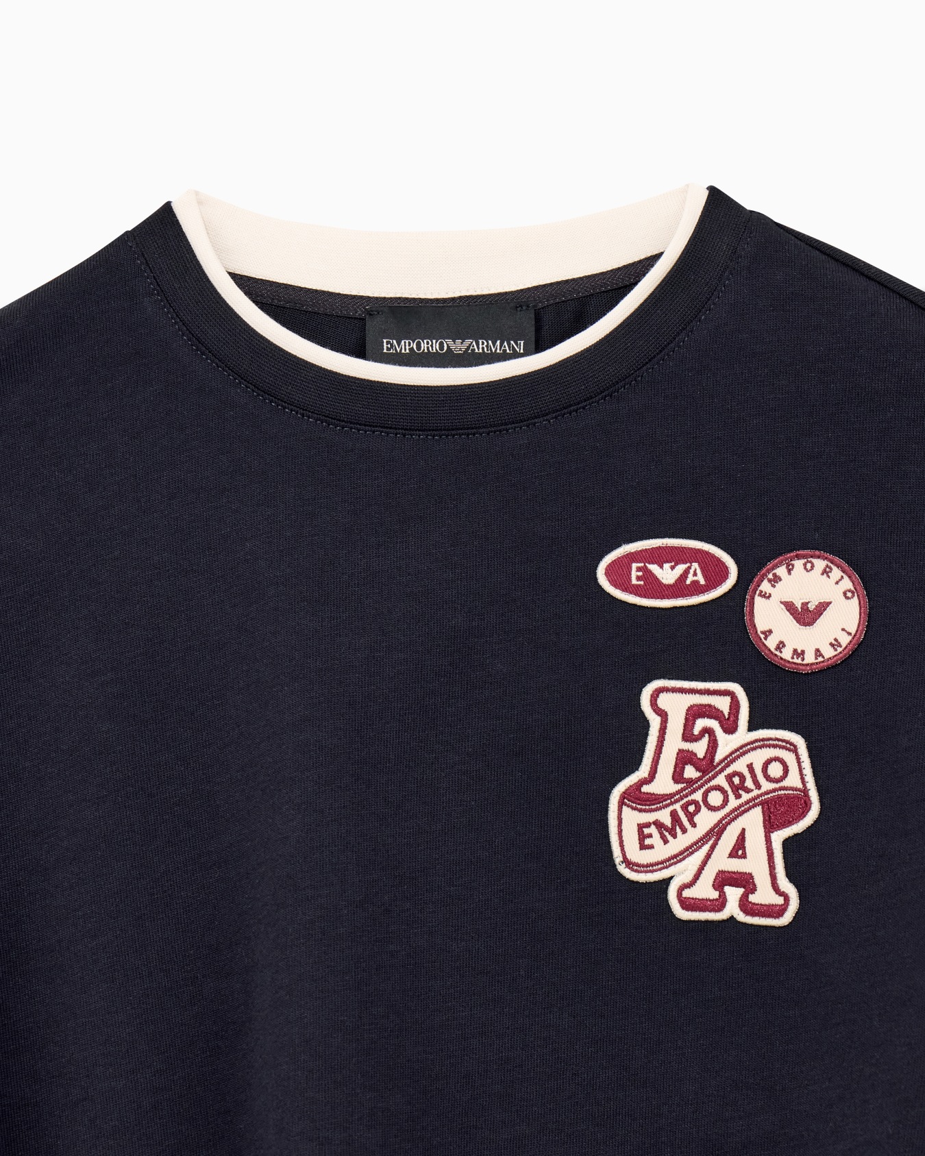 Long-sleeve heavy cotton T-shirt with embroidered patches Slide 1