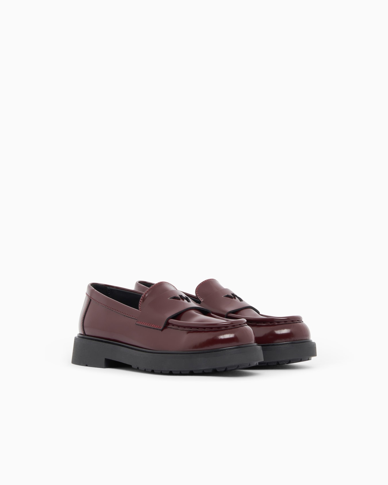 Penny loafers with glossy finish and rubber sole Slide 1