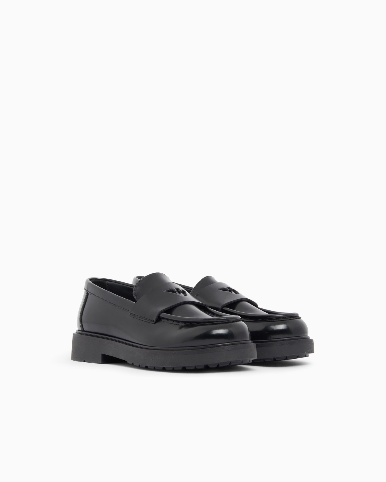 Penny loafers with glossy finish and rubber sole Slide 1