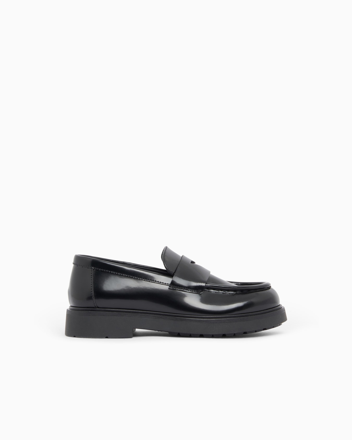 Penny loafers with glossy finish and rubber sole Slide 0