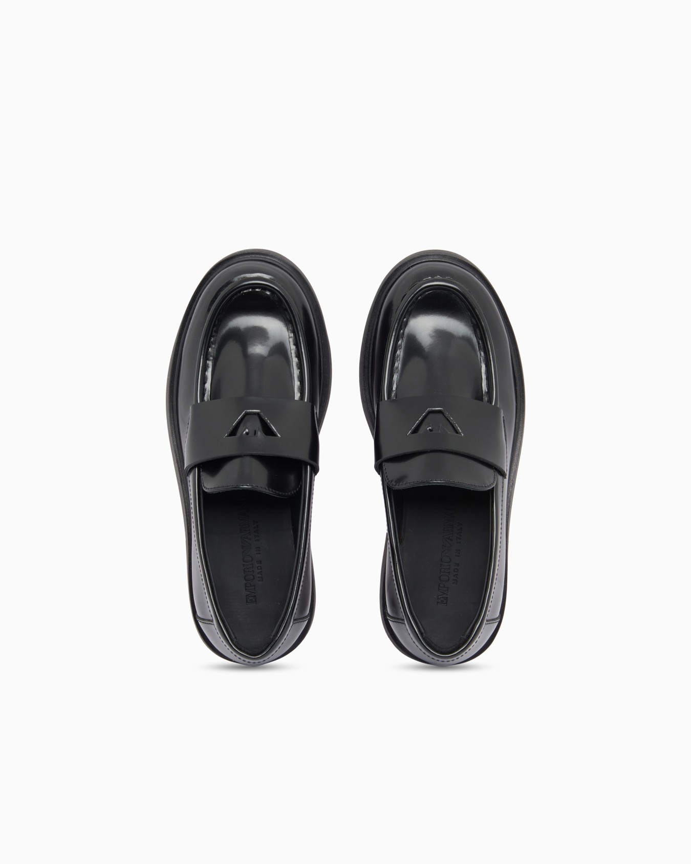 Penny loafers with glossy finish and rubber sole Slide 2
