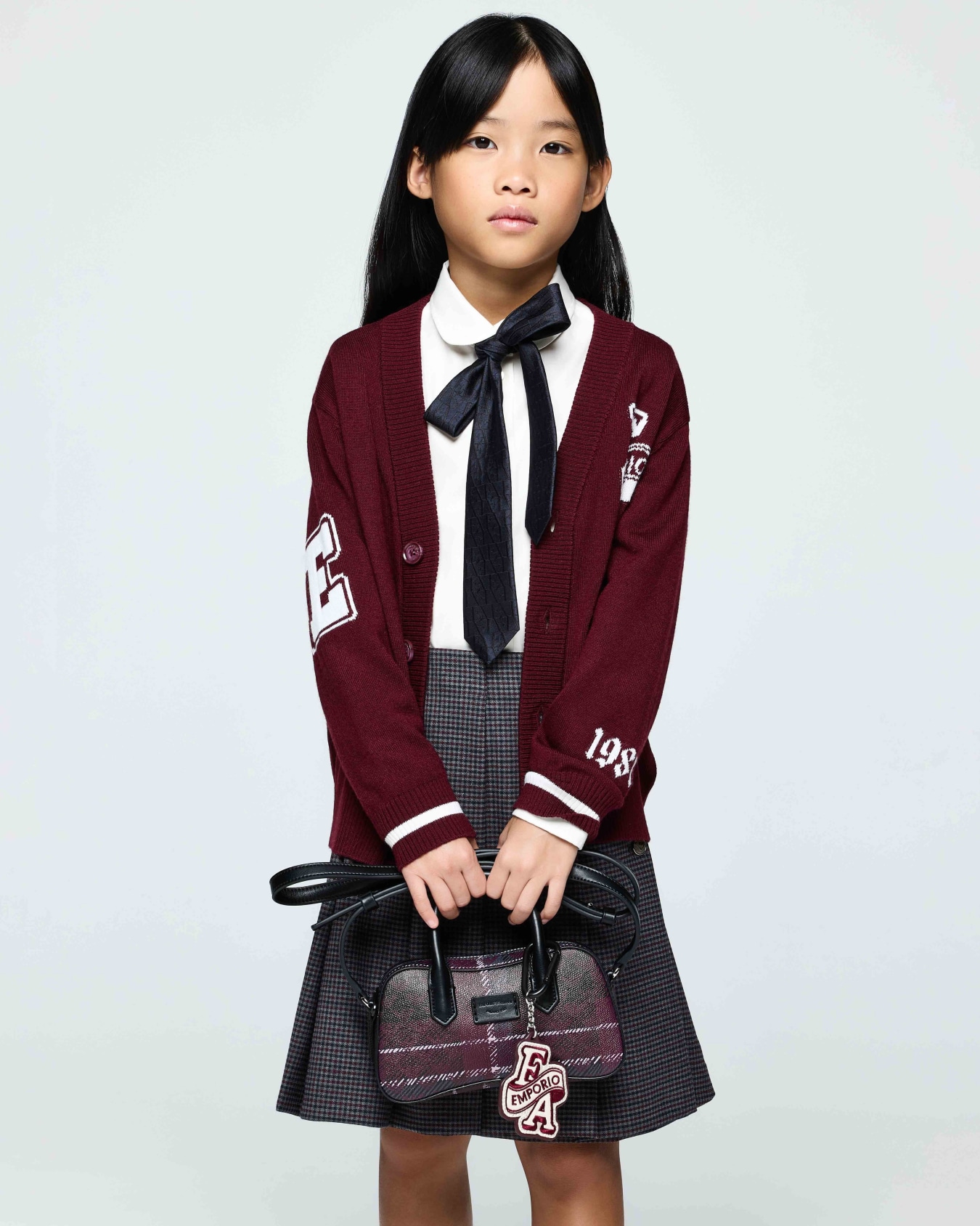 V-neck cardigan with embroidered patches and button closure Slide 3