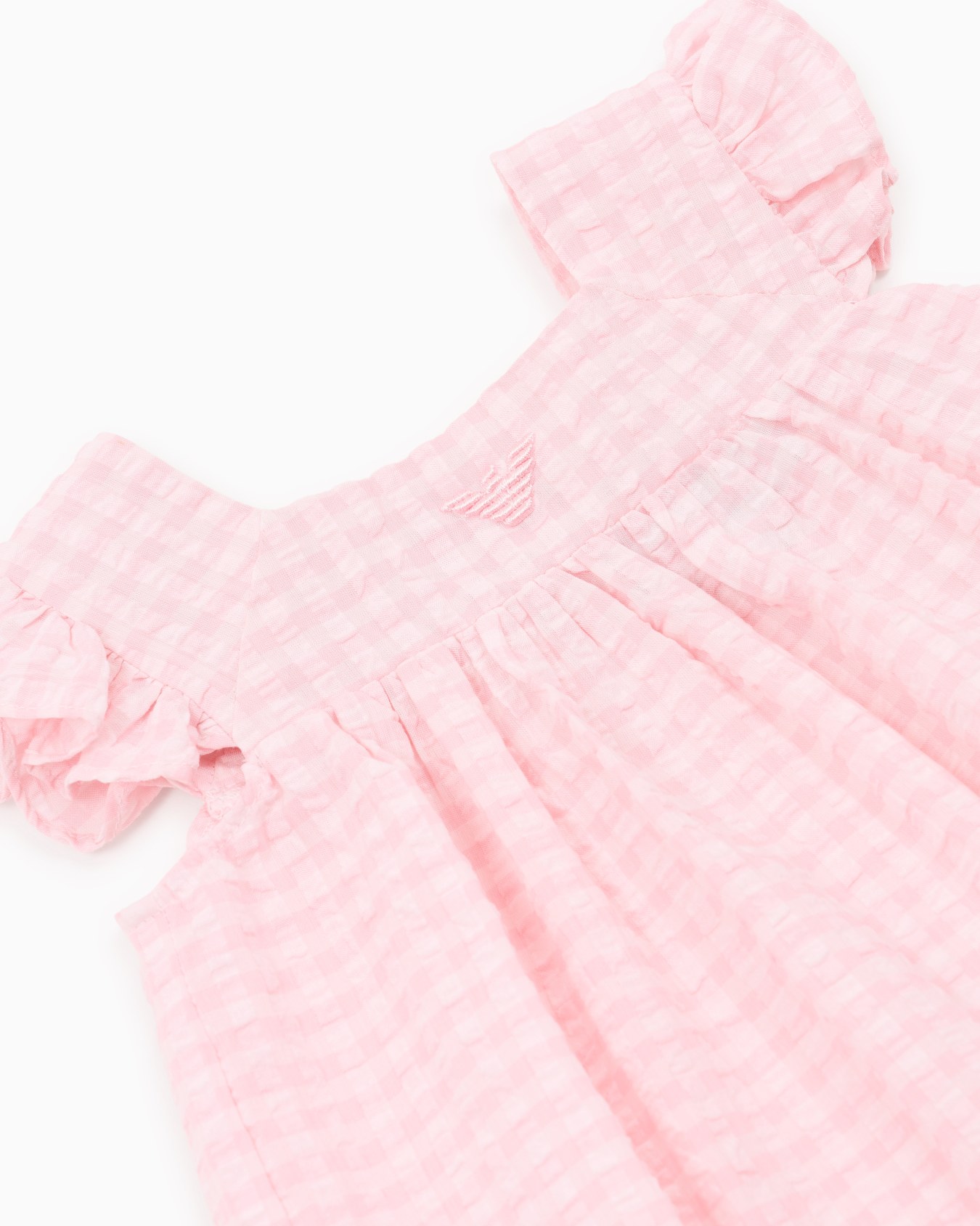 Gingham seersucker cotton dress Slide 1