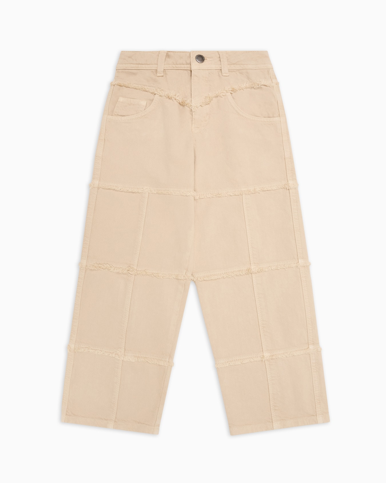 Garment-dyed denim jeans with fringe details Slide 0