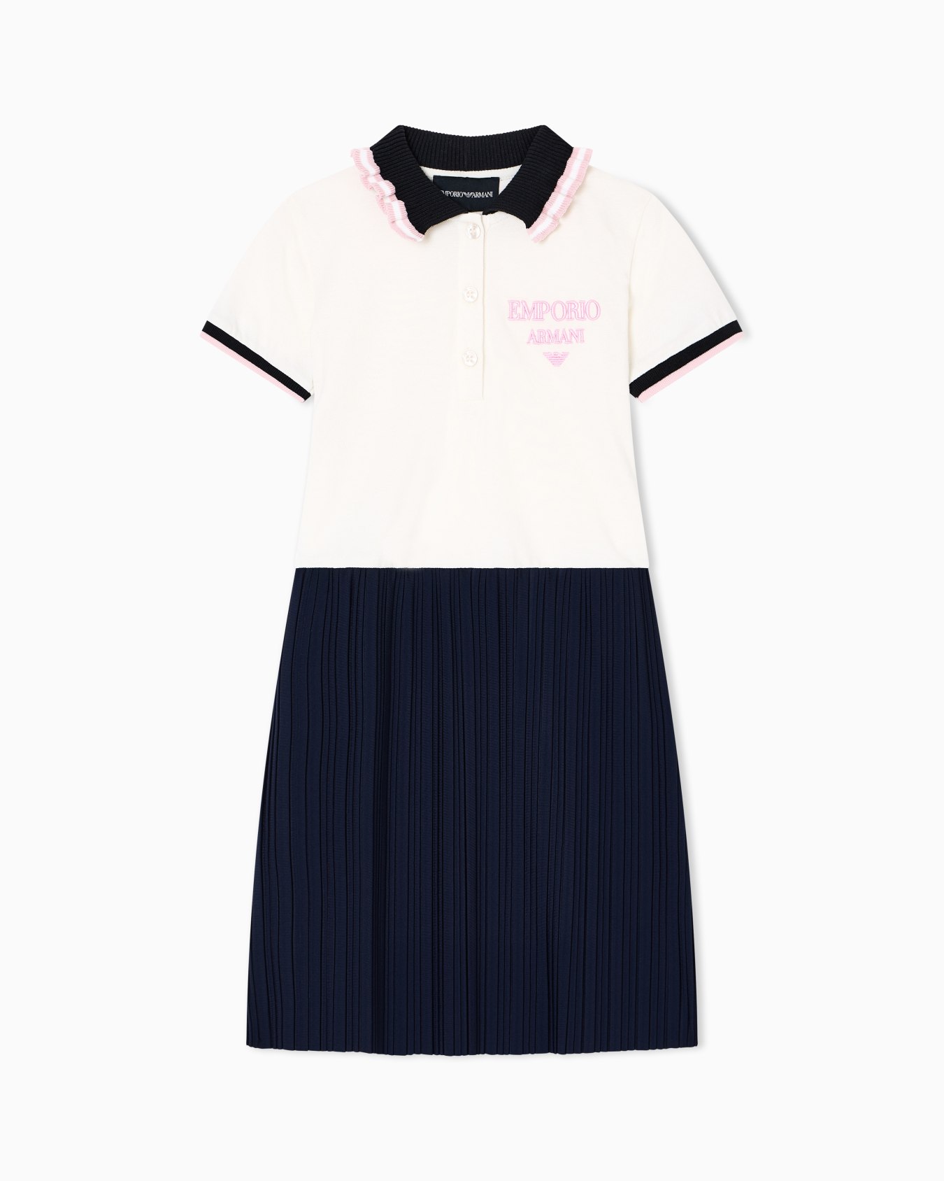 Piqué dress with polo-shirt collar and pleated skirt Slide 0