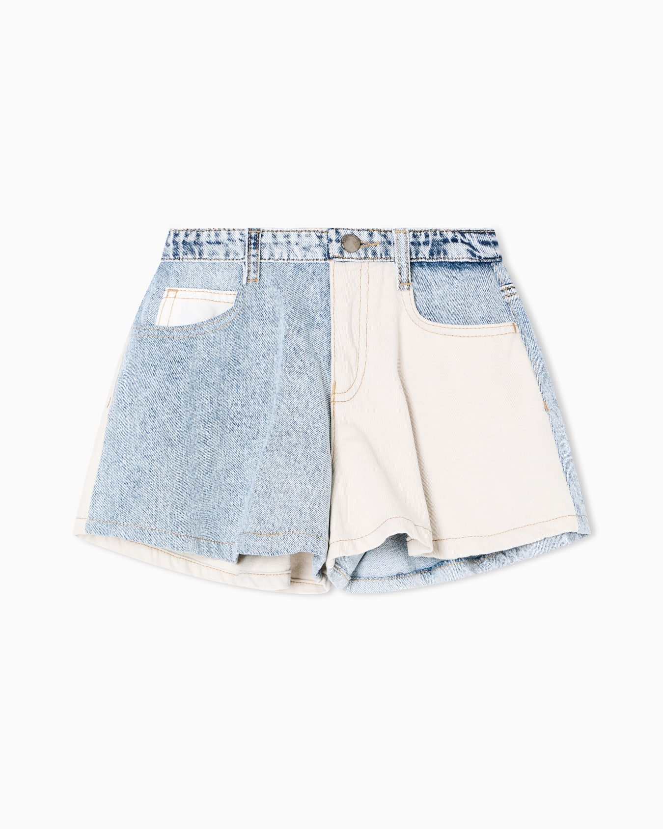 Shorts in denim color block Slide 0