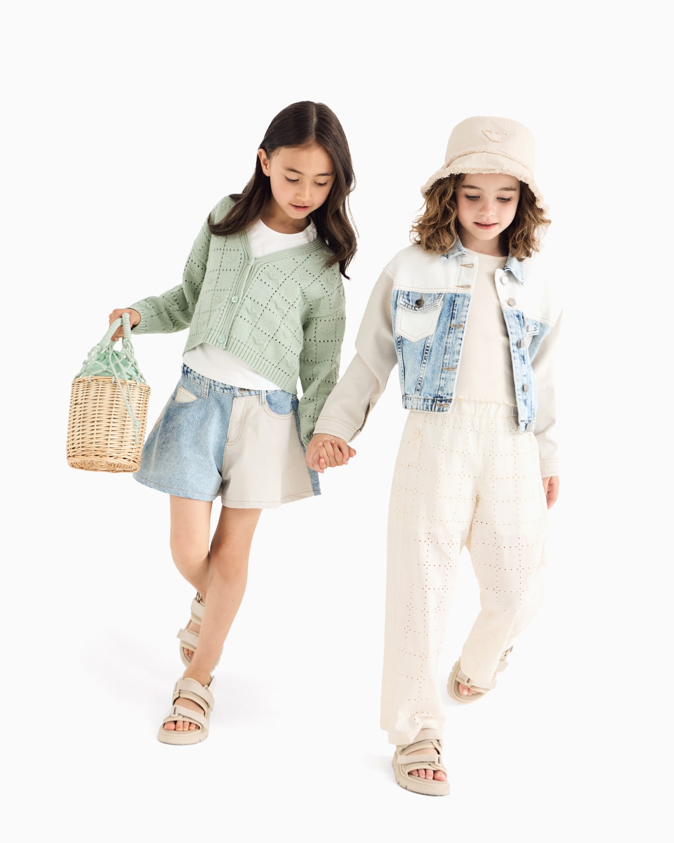 Shorts in denim color block Slide 3