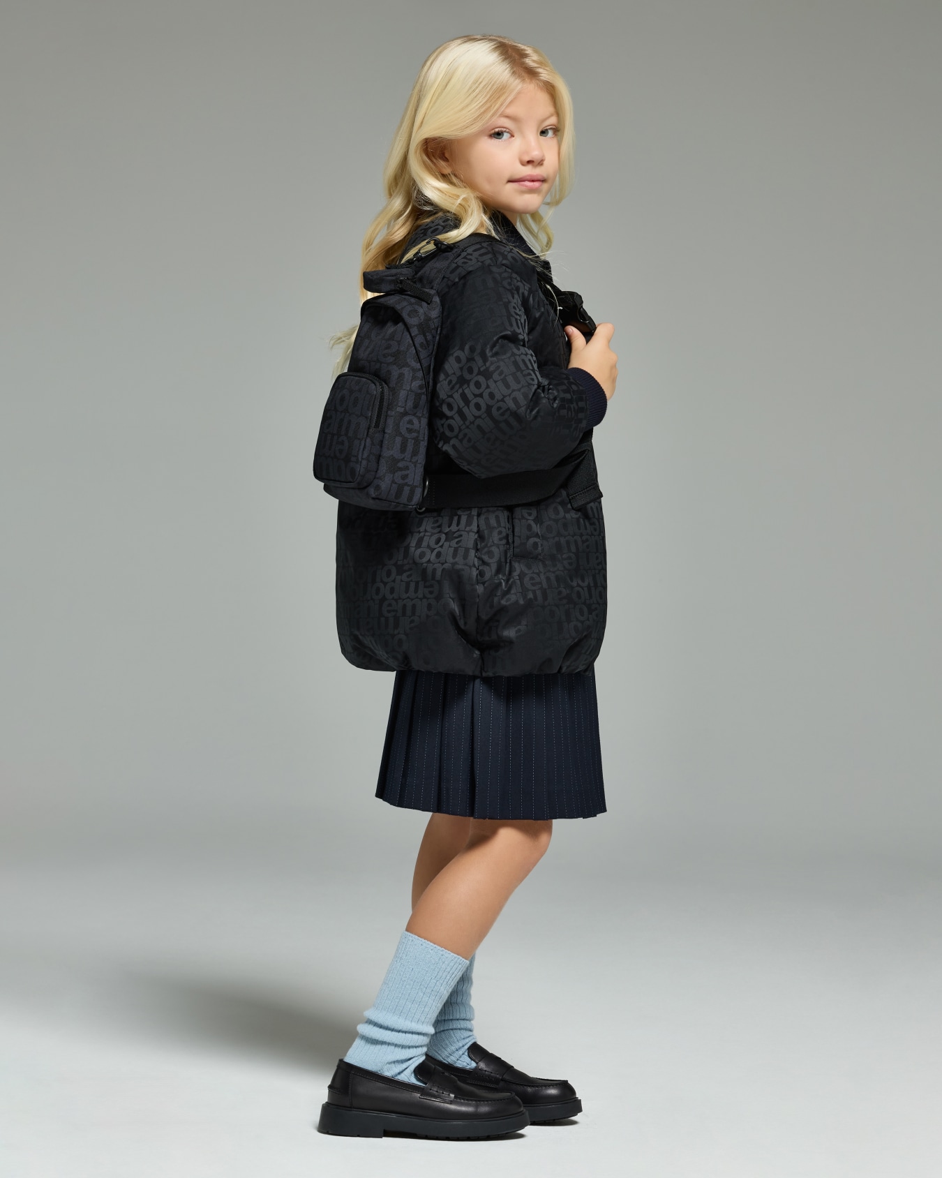ASV Maxi-Daunenjacke aus Nylon mit durchgehendem Logo in Jacquard-Stoff-Verarbeitung Folie 3