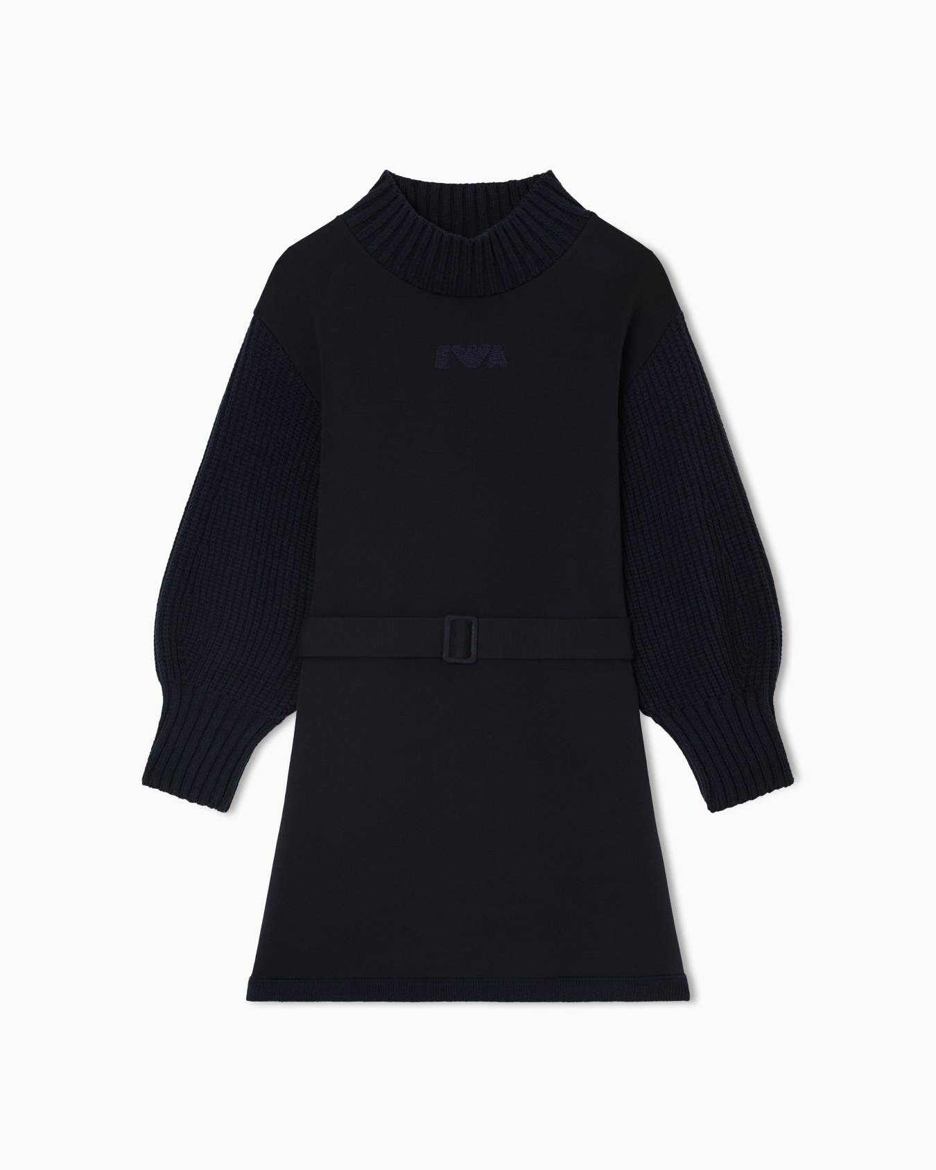 Double jersey dress with knit sleeves Slide 0