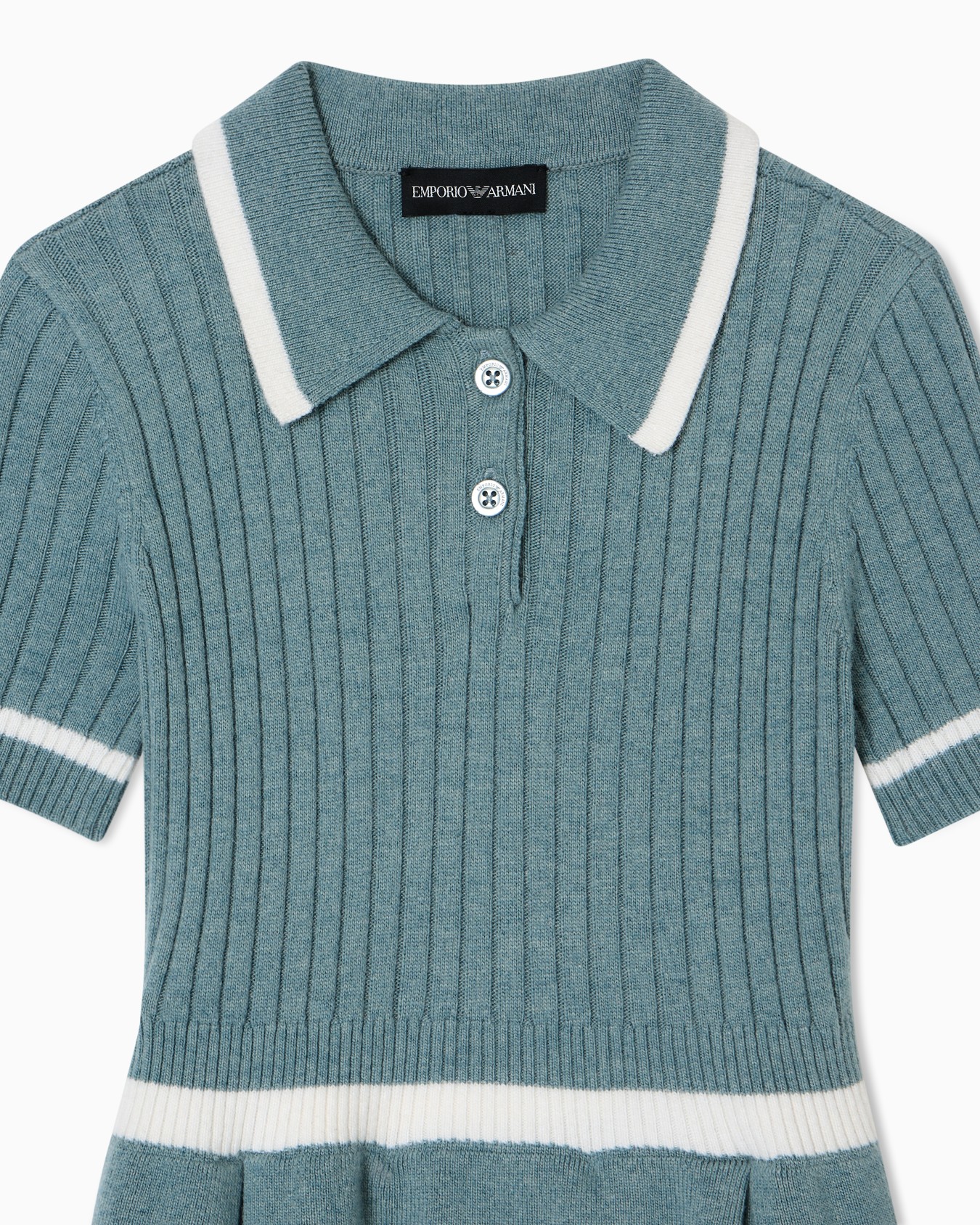 Abito collo polo in maglia misto lana Slide 1