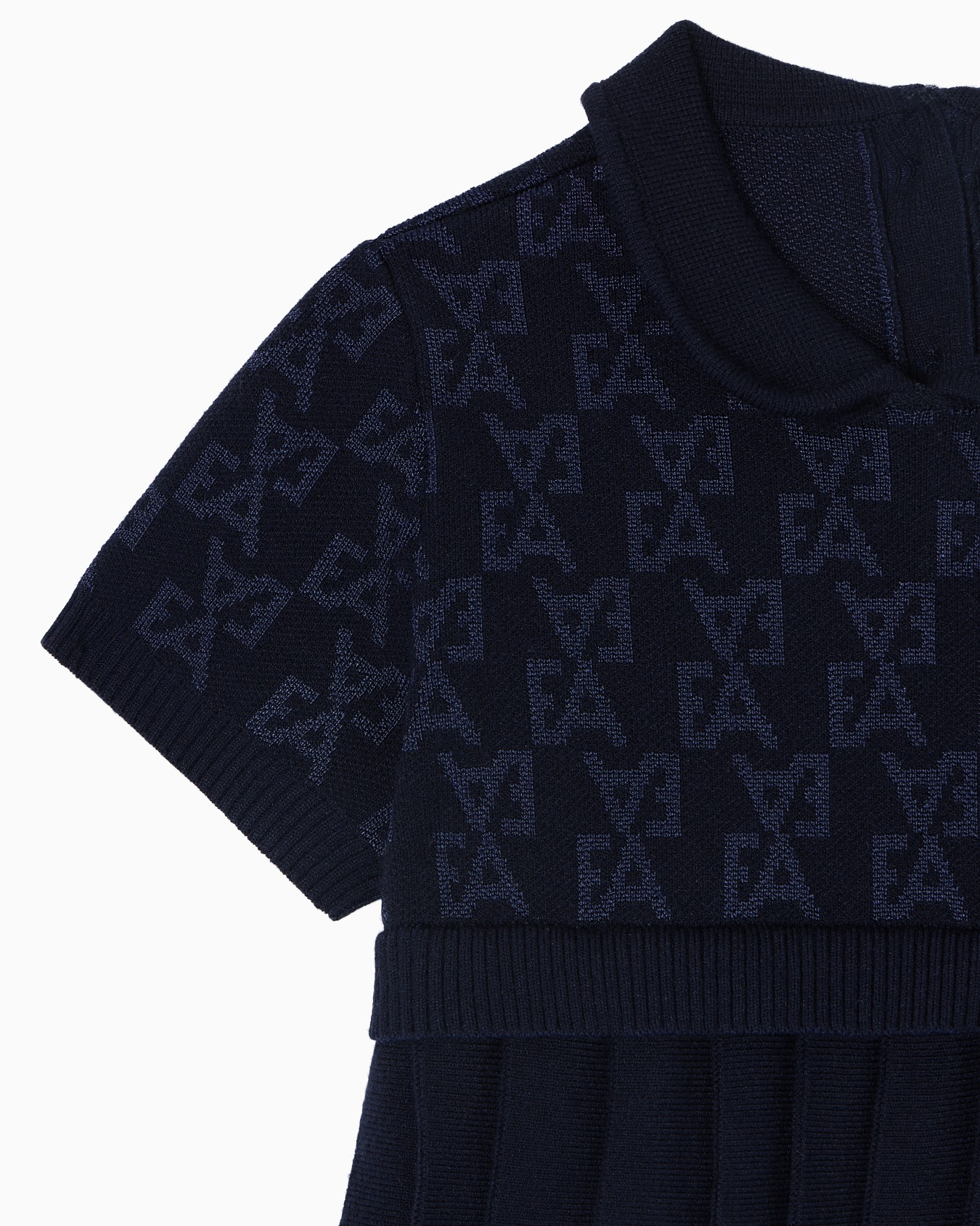 Knit dress with all-over EA logo jacquard Slide 1
