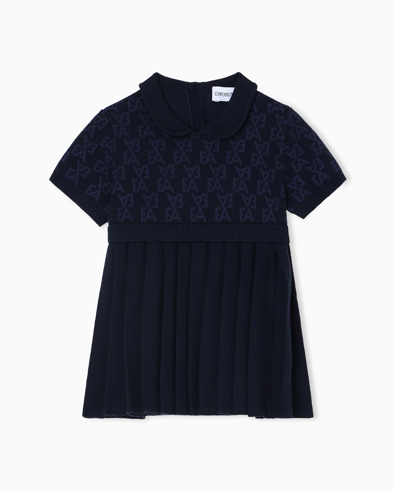 Knit dress with all-over EA logo jacquard Slide 0
