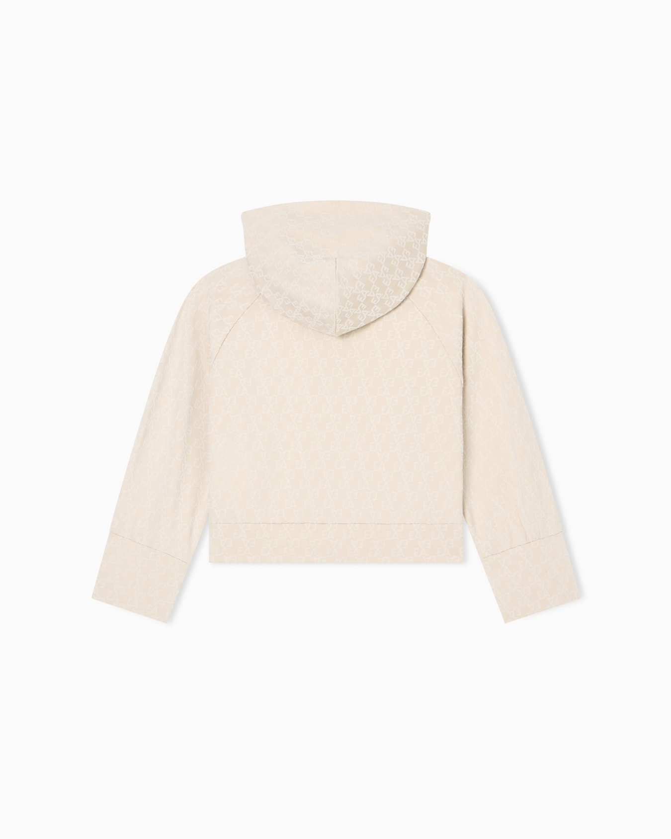 Hooded, zip-up sweatshirt in interlock jersey with all-over flocked EA logo Slide 2
