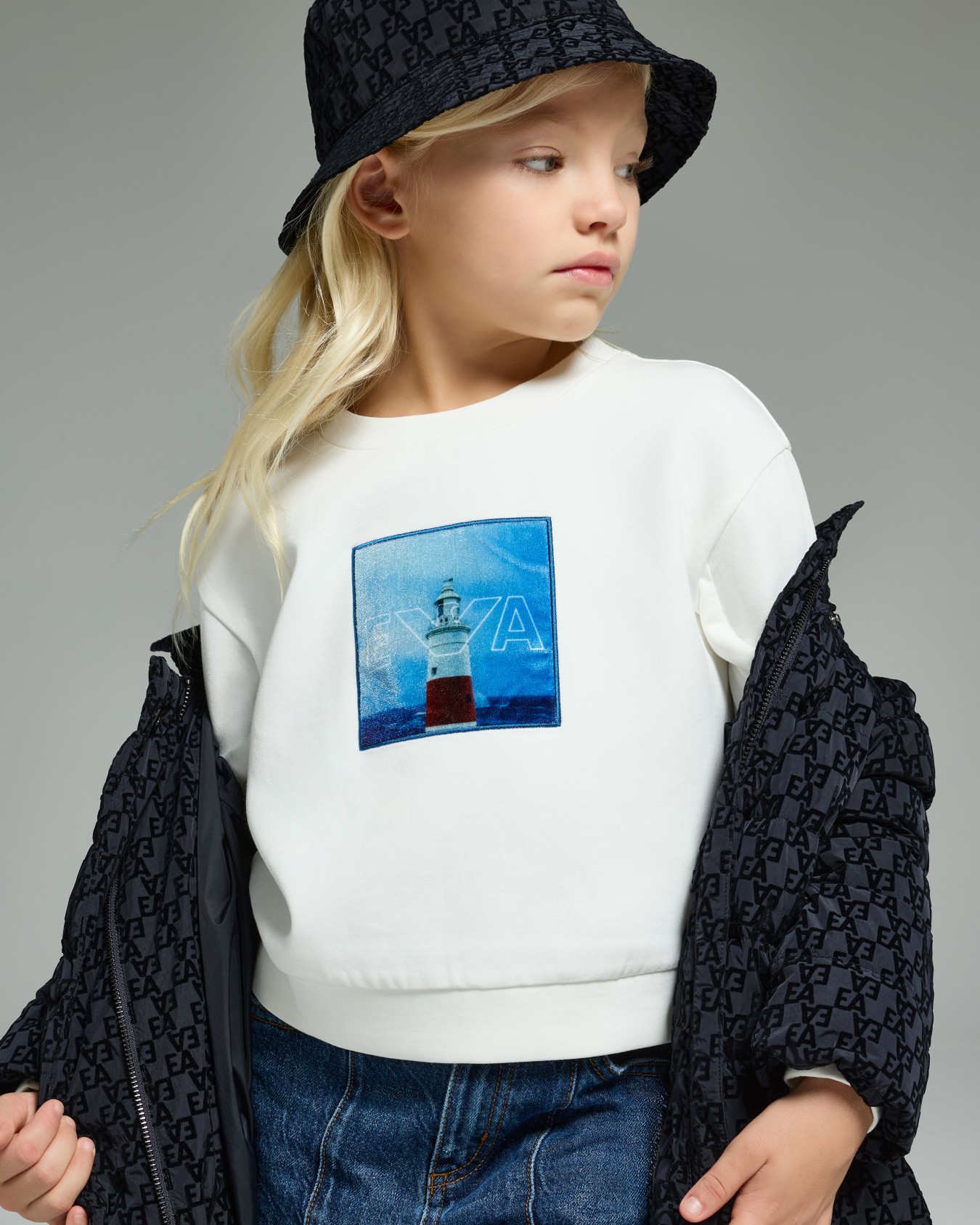 Winter clouds print double-jersey sweatshirt Slide 3
