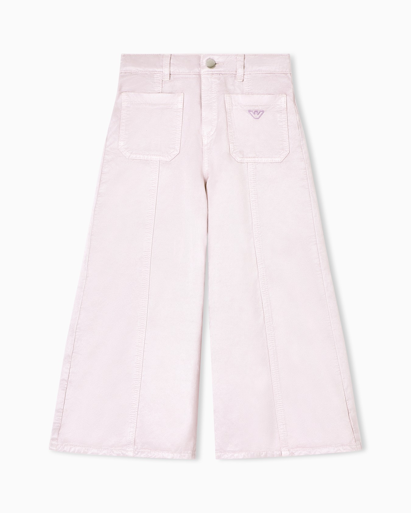 Shiny linen-blend twill trousers Diapositiva 0