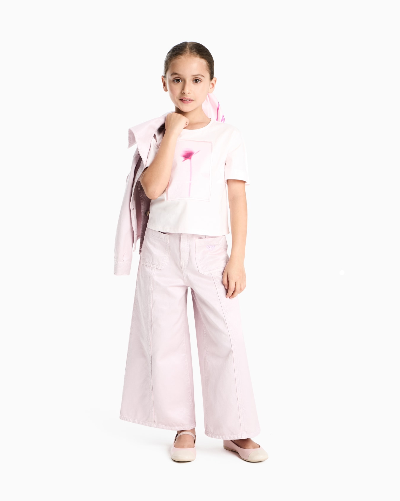 Shiny linen-blend twill trousers Diapositiva 3