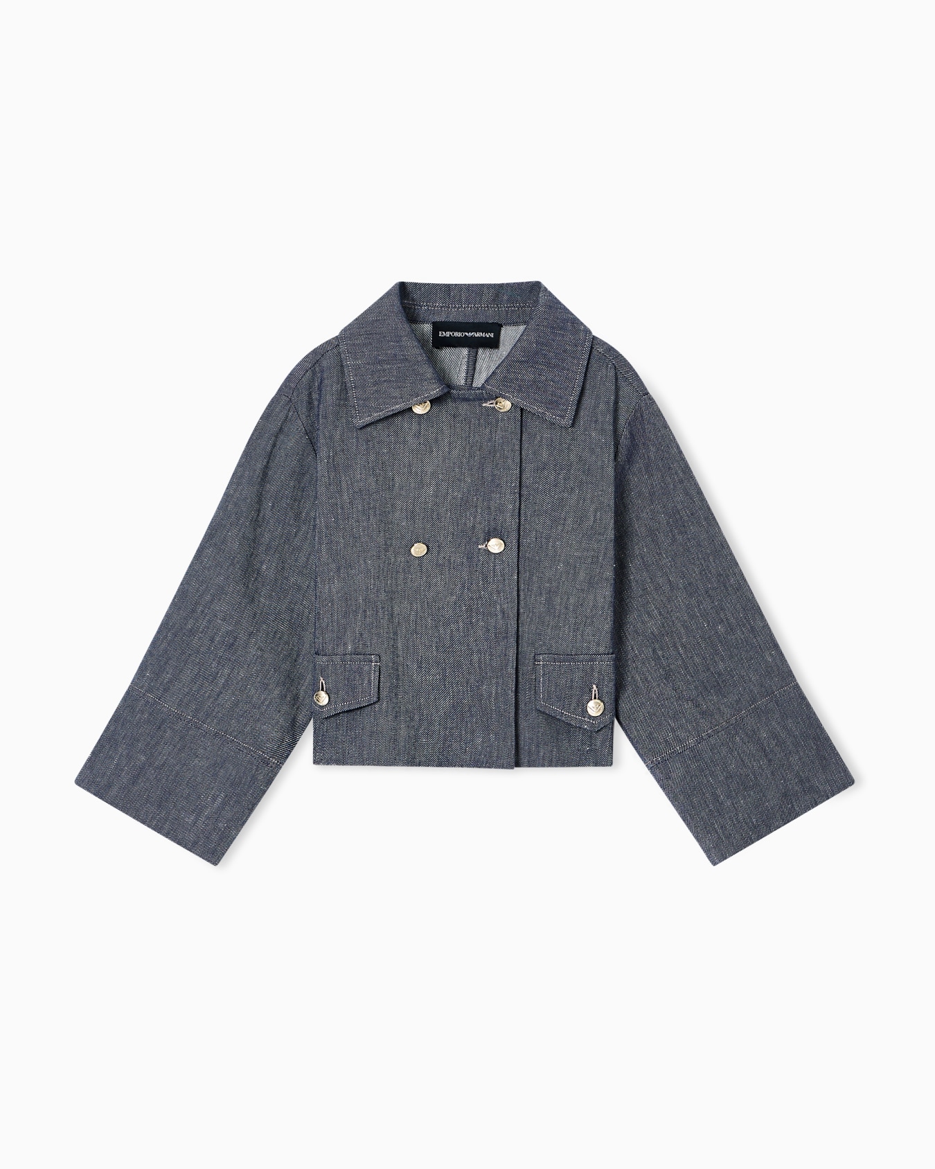 Giacca doppiopetto in misto lino effetto denim Slide 0