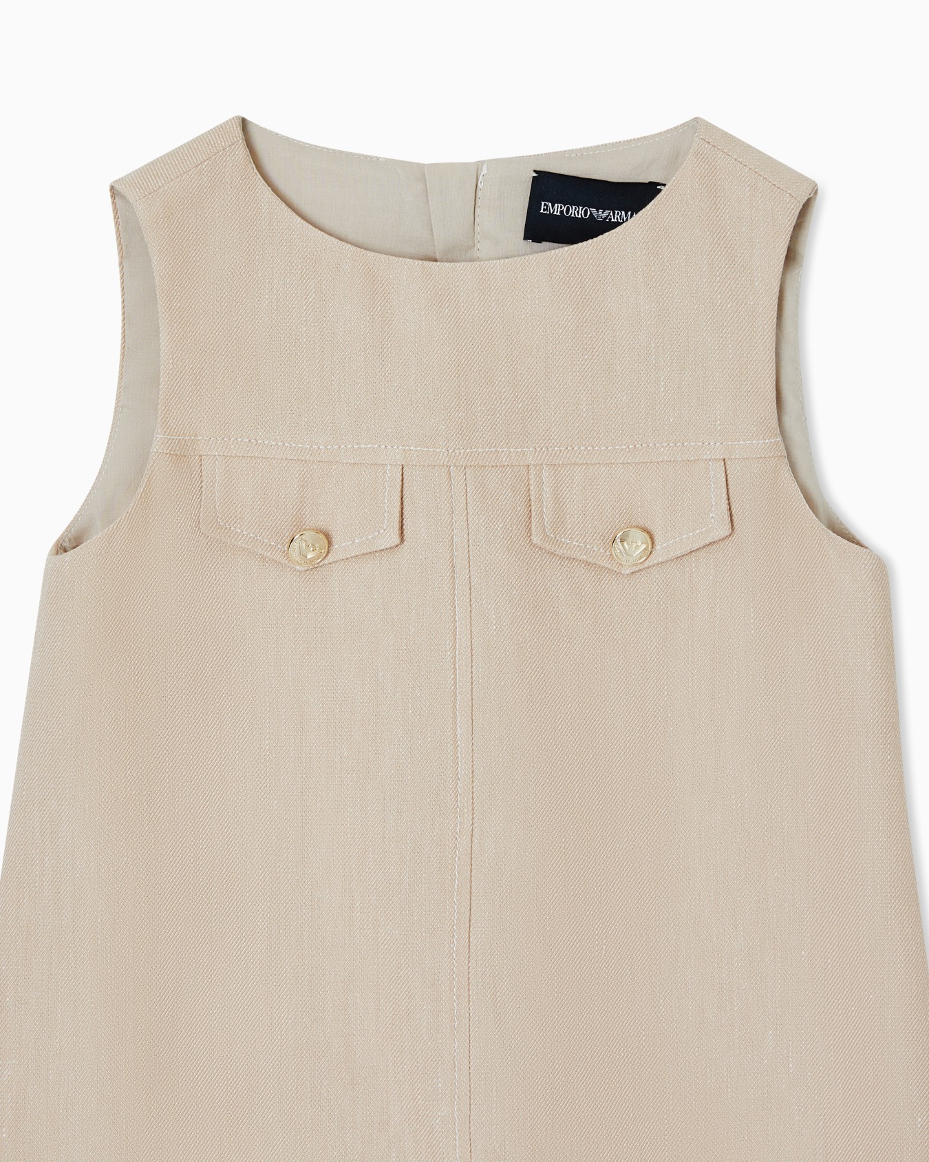 Denim-effect linen-blend dress Slide 1