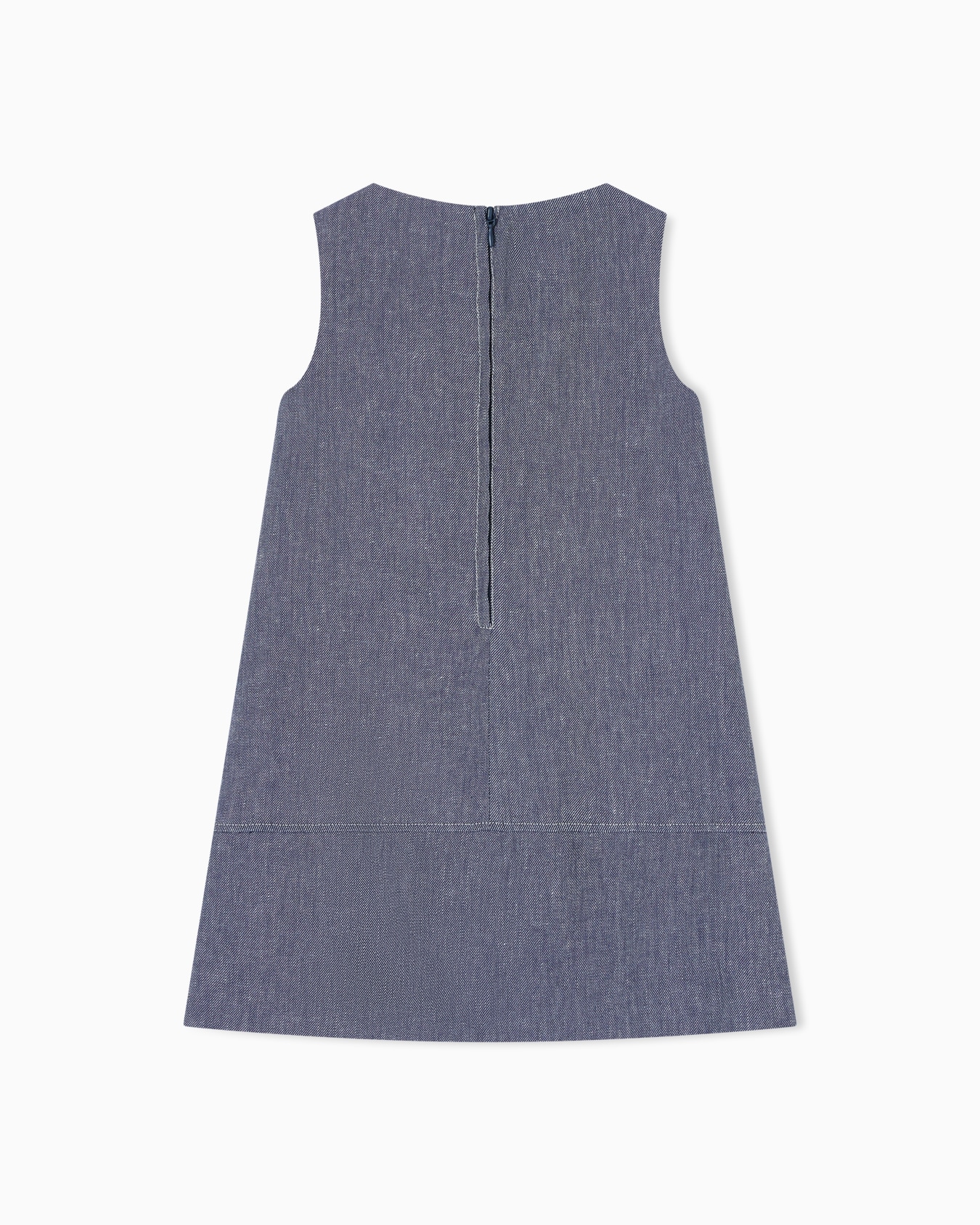 Denim-effect linen blend dress Slide 2