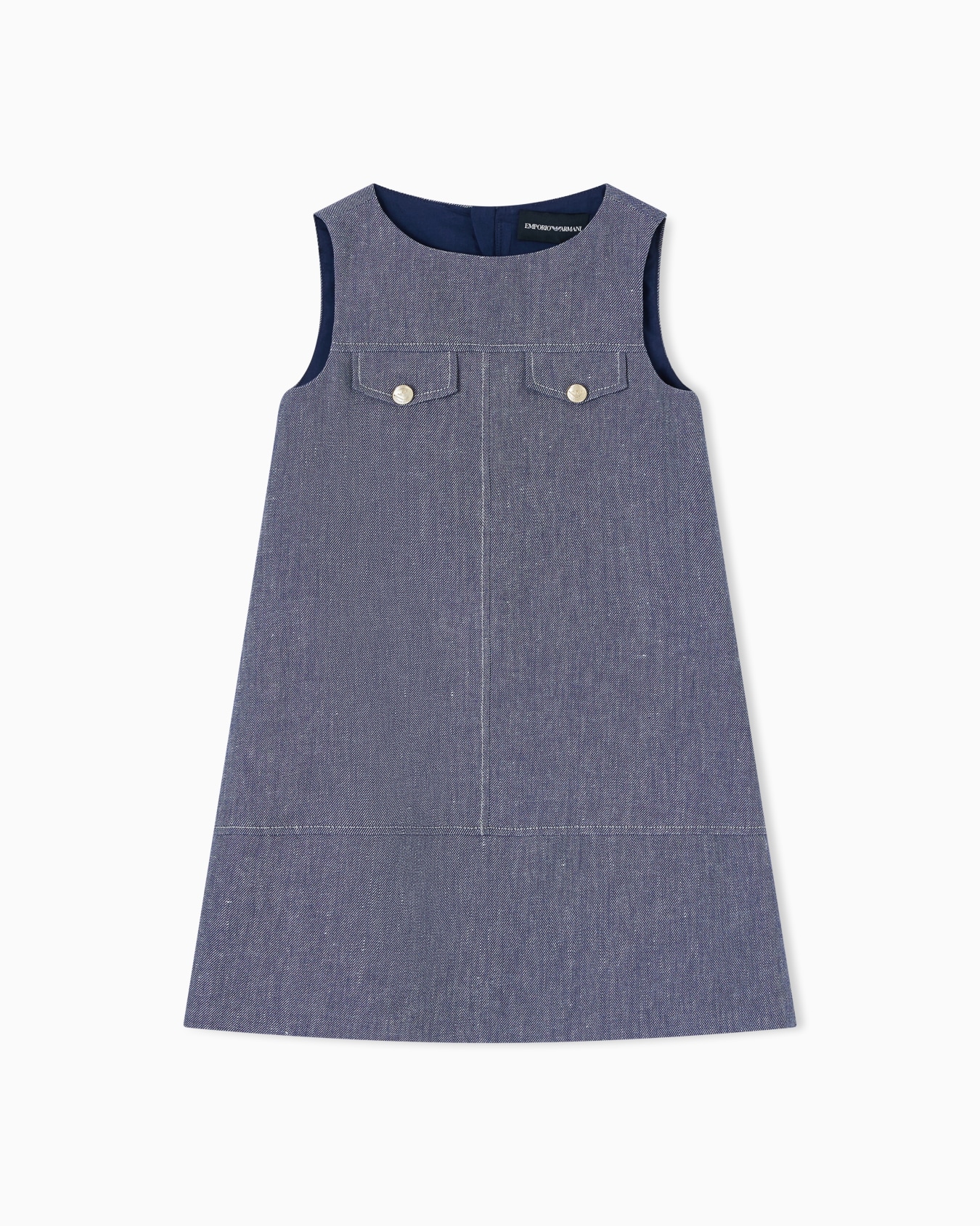 Denim-effect linen blend dress Slide 0