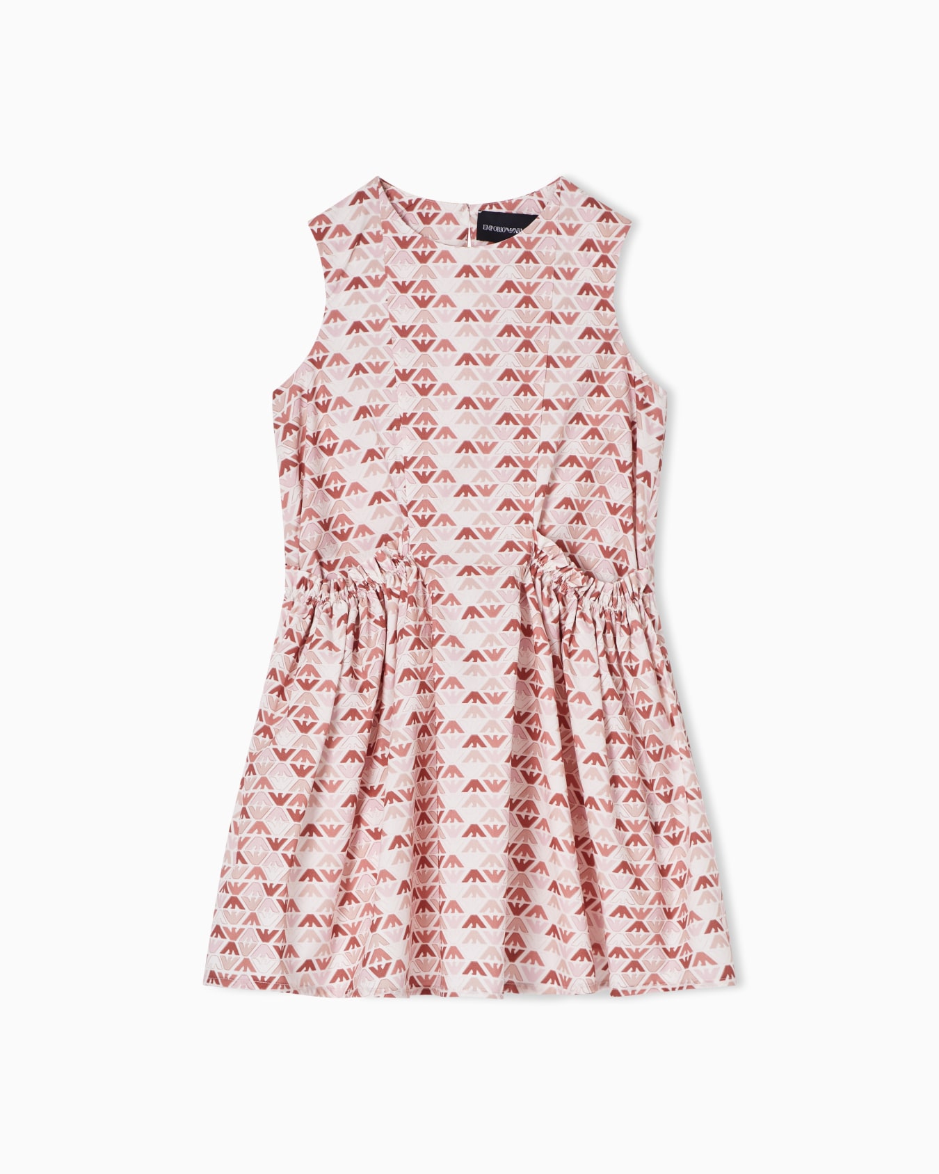 Sleeveless dress in all-over print poplin Slide 0