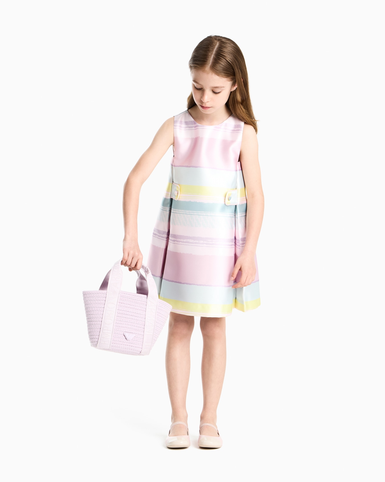 Mikado dress with shaded stripes Slide 3