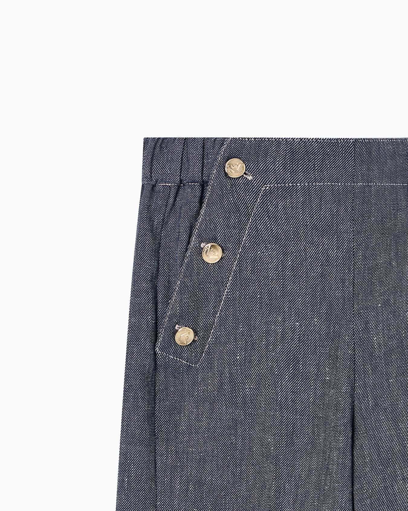 Pantaloni in misto lino effetto denim Slide 1