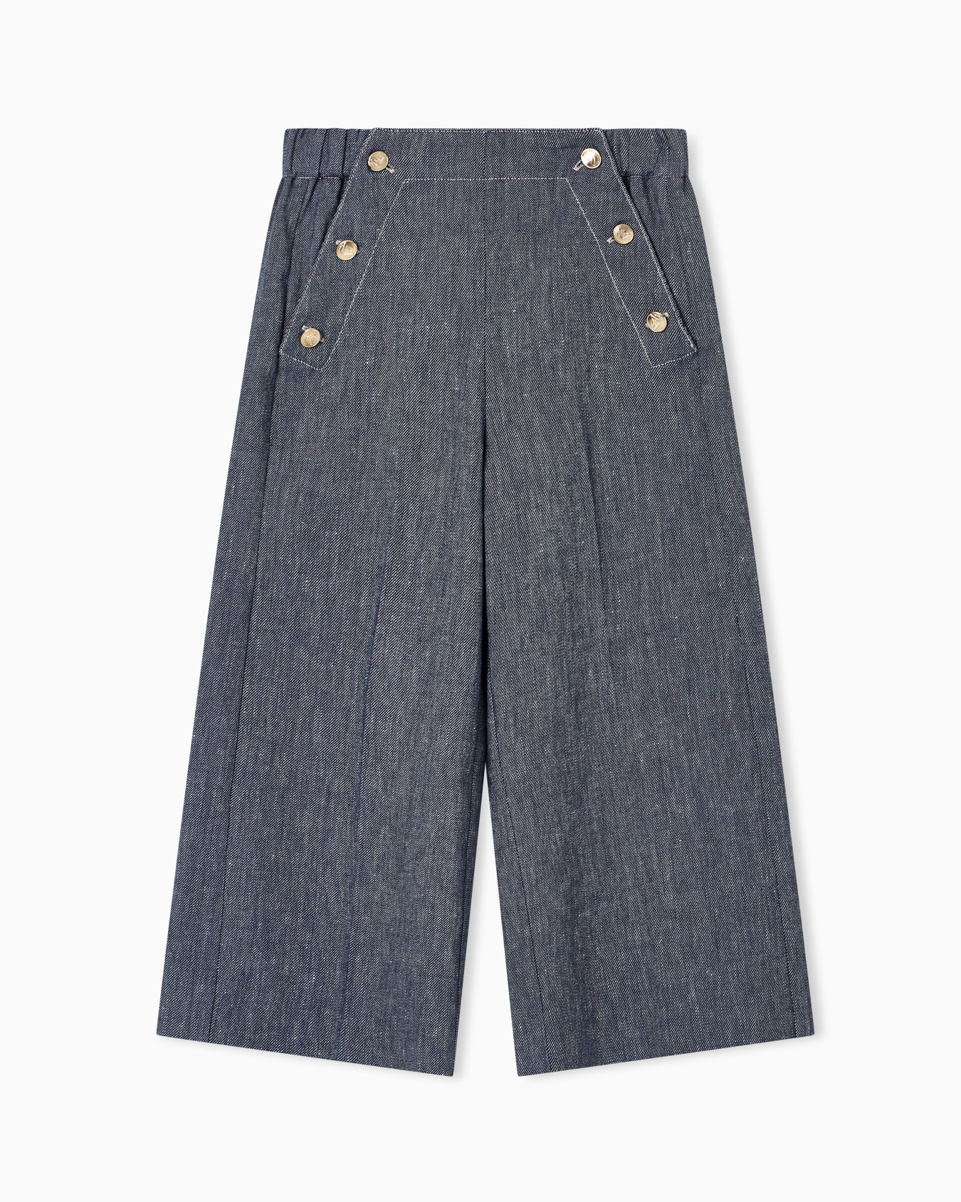 Pantaloni in misto lino effetto denim Slide 0