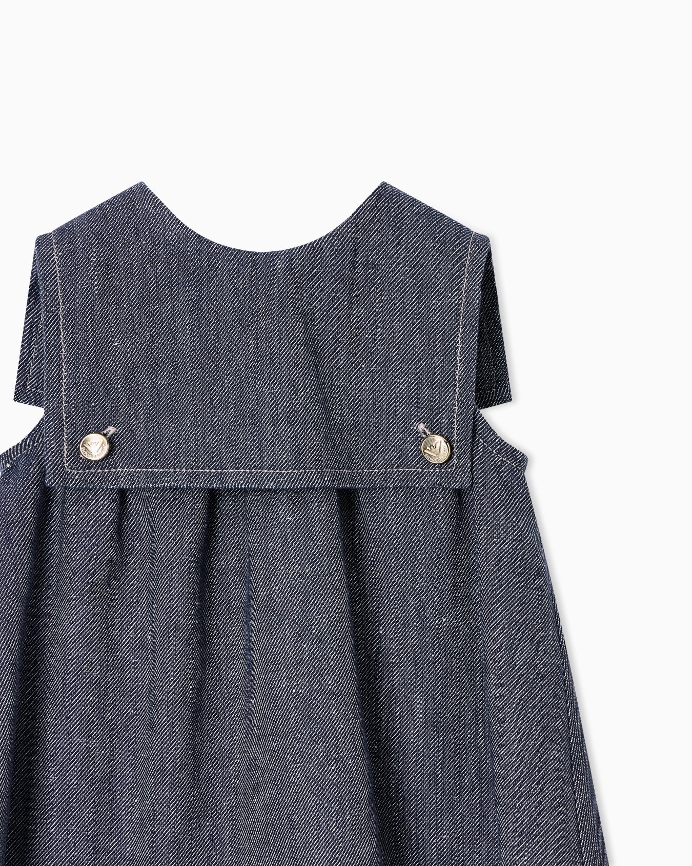 Denim-effect linen-blend dress Slide 1