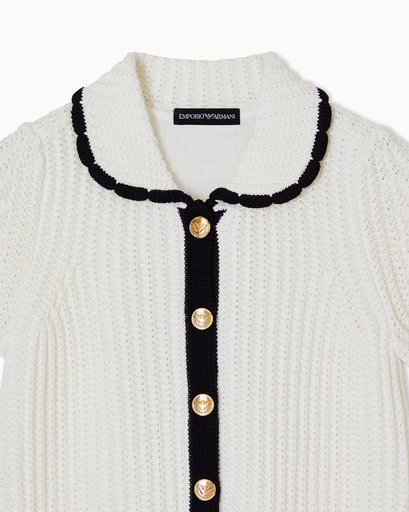 Ribbed knit dress with gold buttons スライドする 1