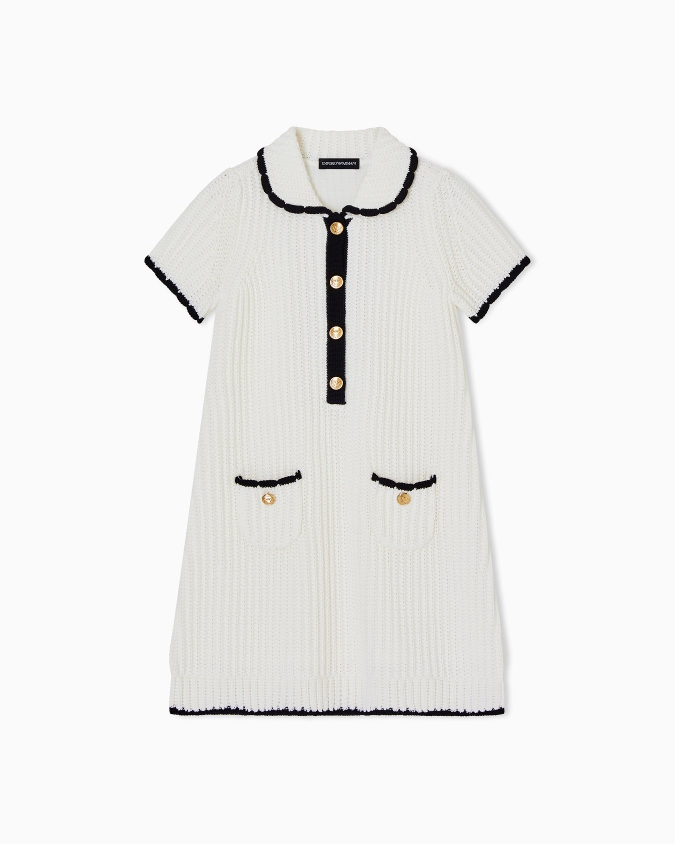 Ribbed knit dress with gold buttons スライドする 0