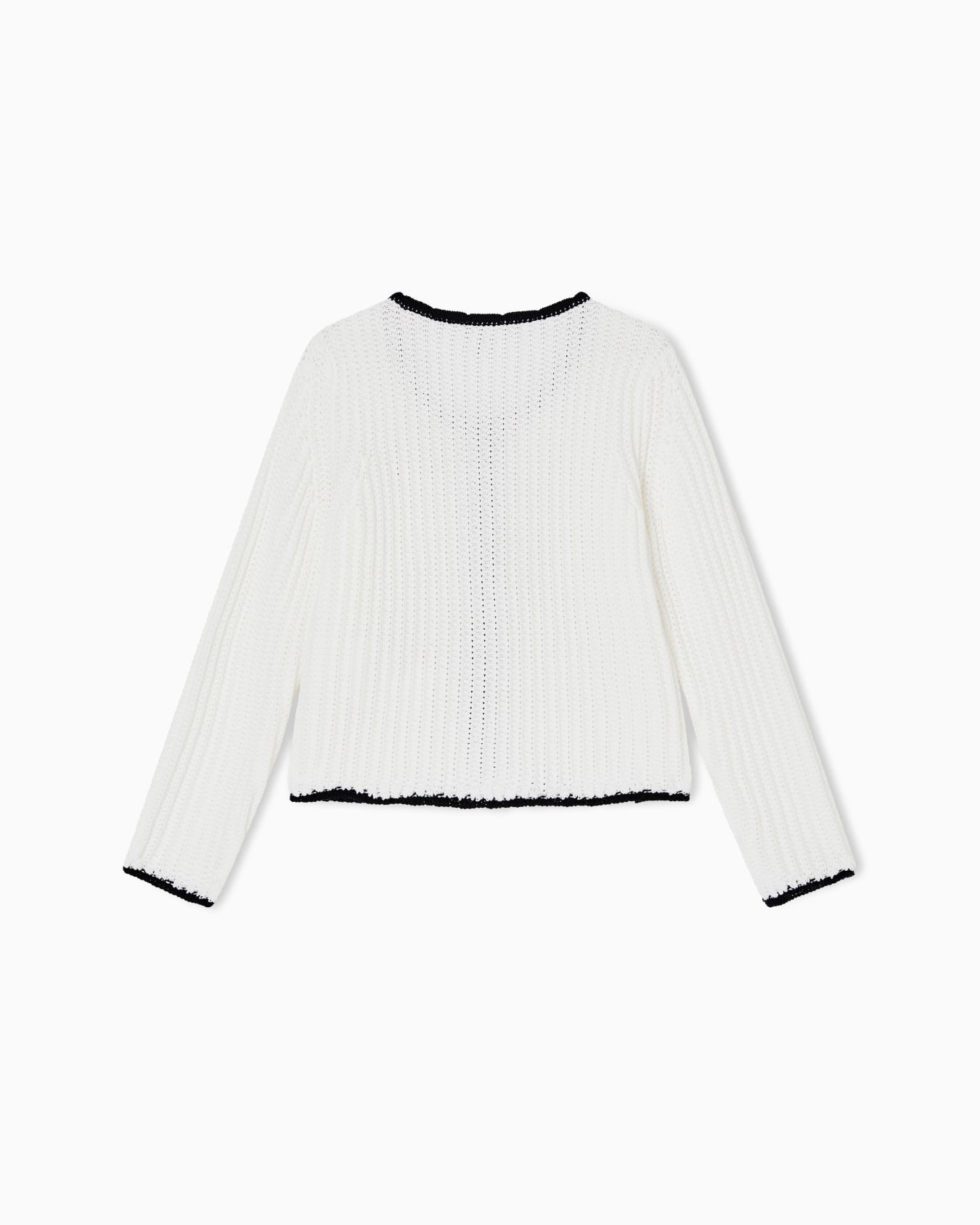 Ribbed knit cardigan with gold buttons スライドする 2