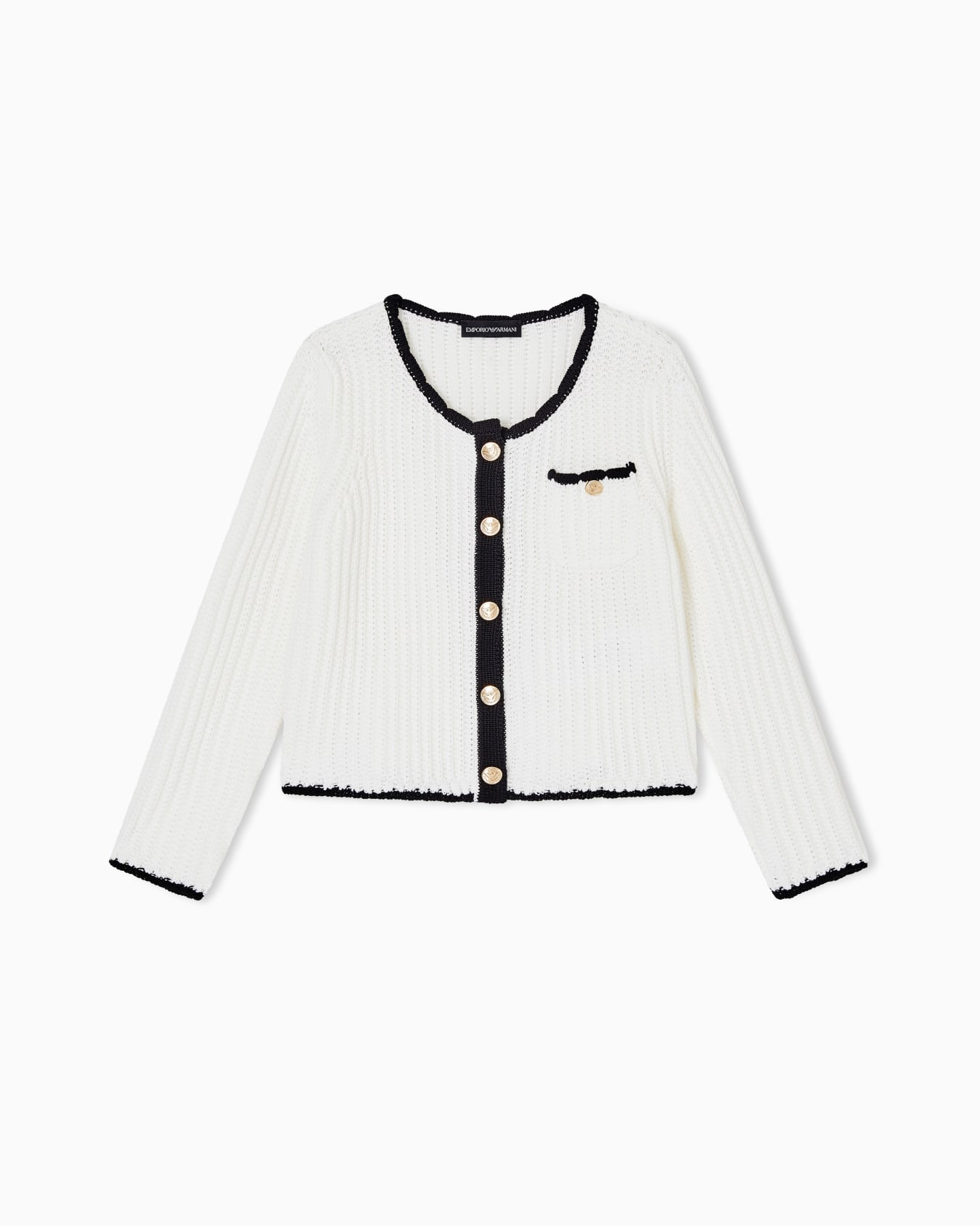 Ribbed knit cardigan with gold buttons スライドする 0