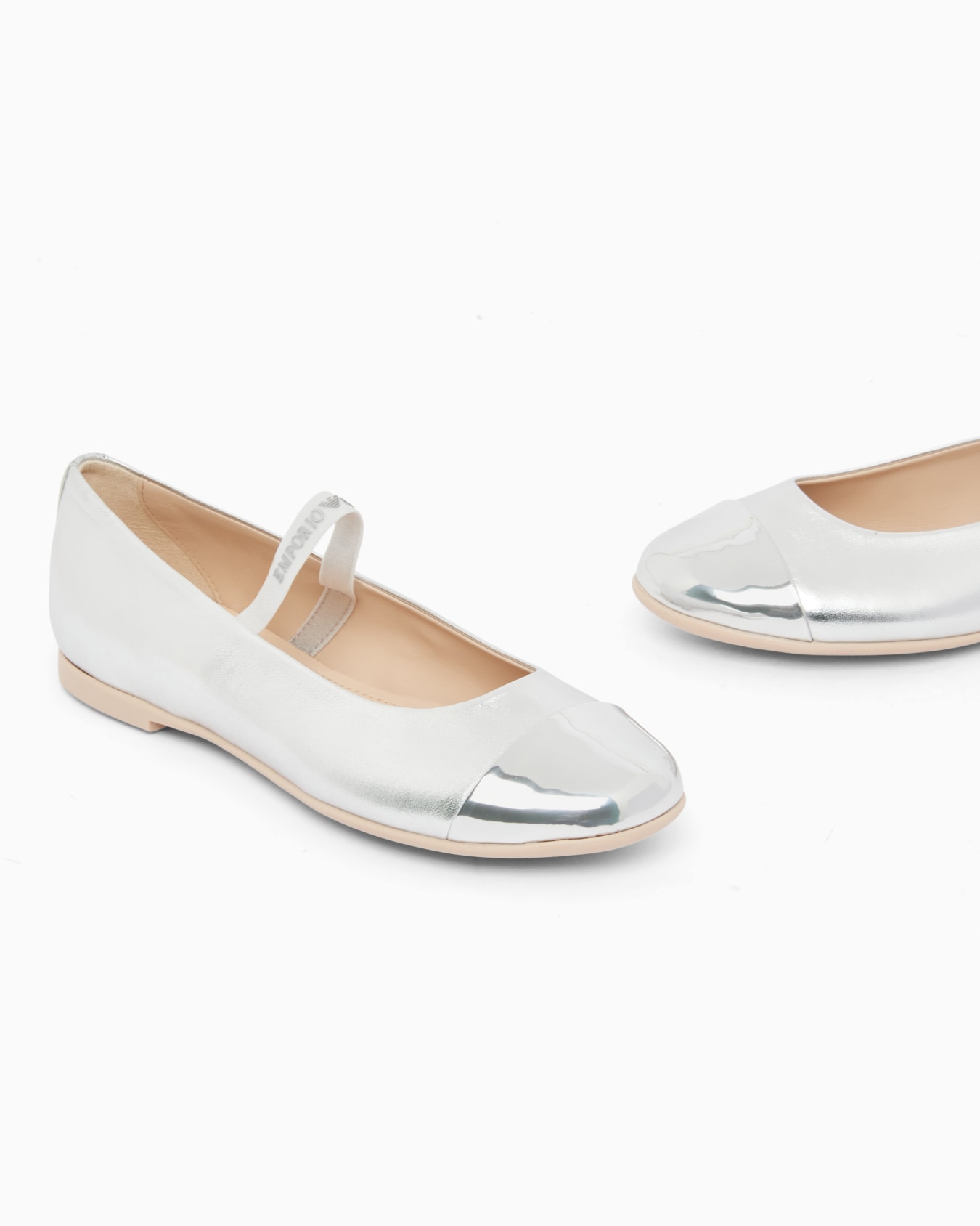 Ballet flats in laminated nappa leather with logo straps Slide 4