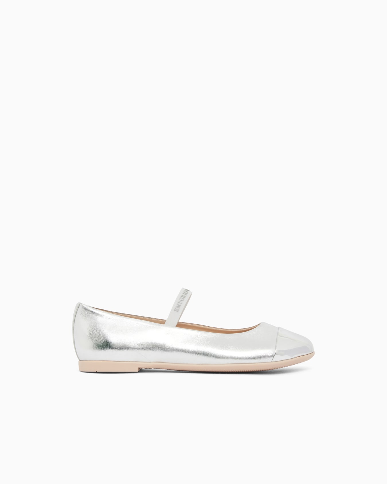 Ballet flats in laminated nappa leather with logo straps Slide 0