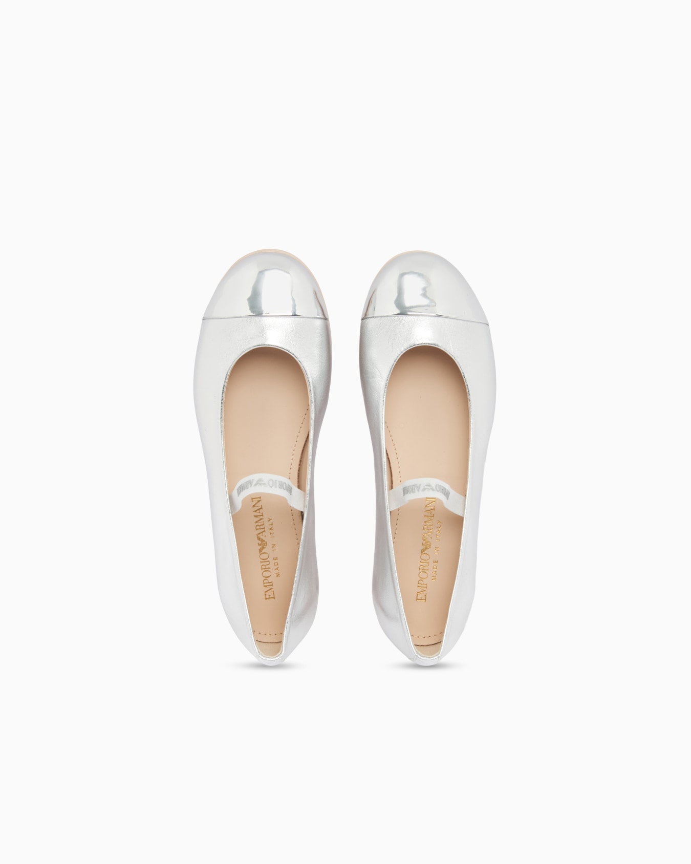 Ballet flats in laminated nappa leather with logo straps Slide 2