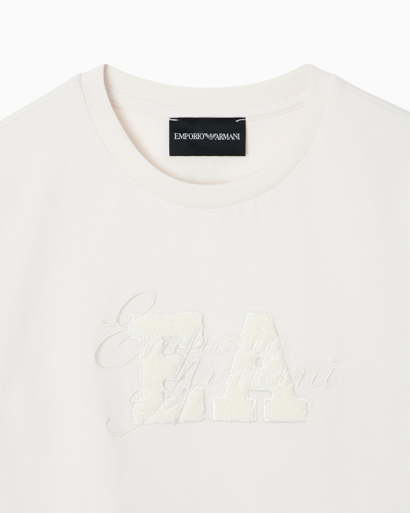 Crew neck cotton jersey T-shirt with an embroidered logo Slide 1