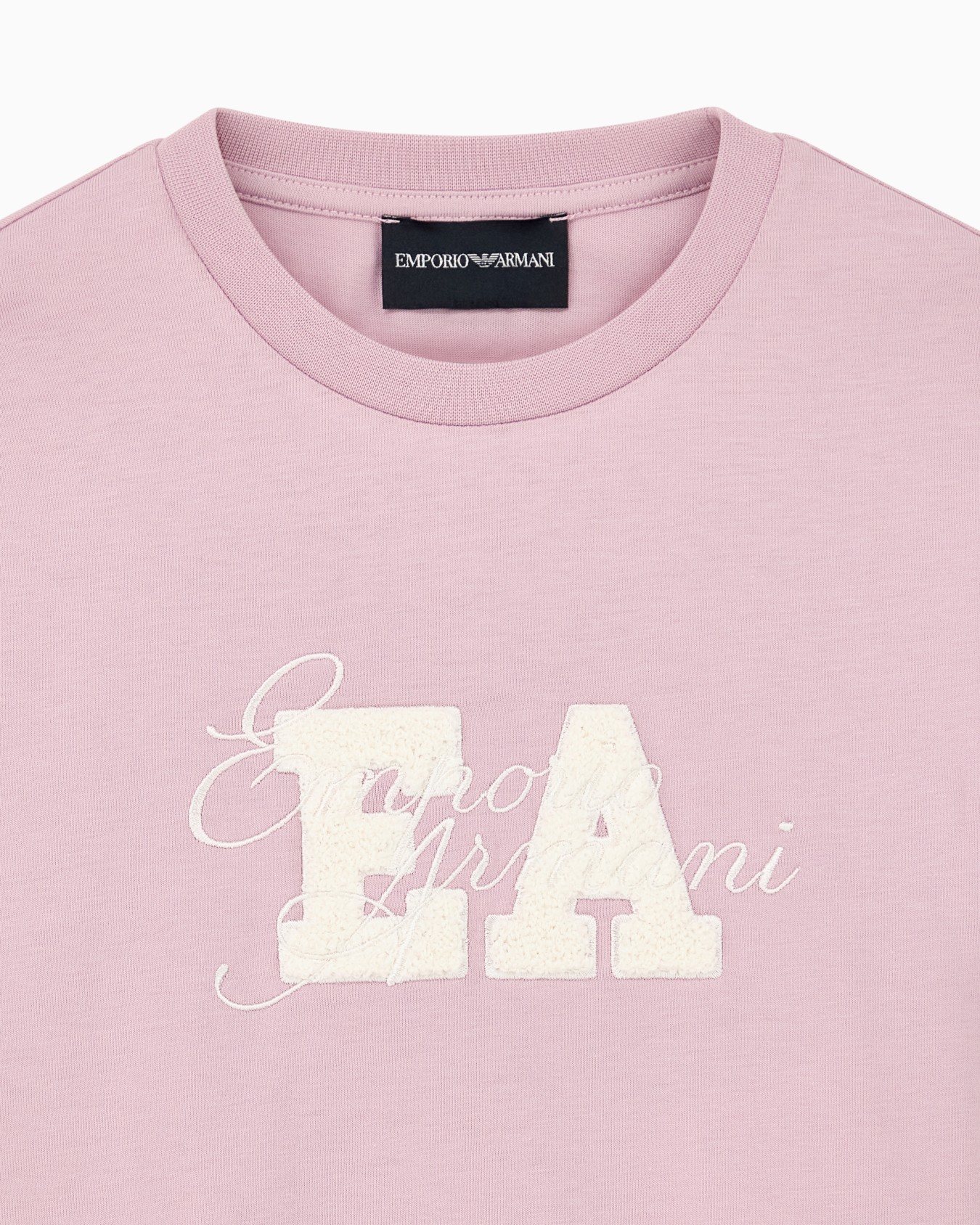 Camiseta de algodón con cuello redondo y logotipo bordado Diapositiva 1