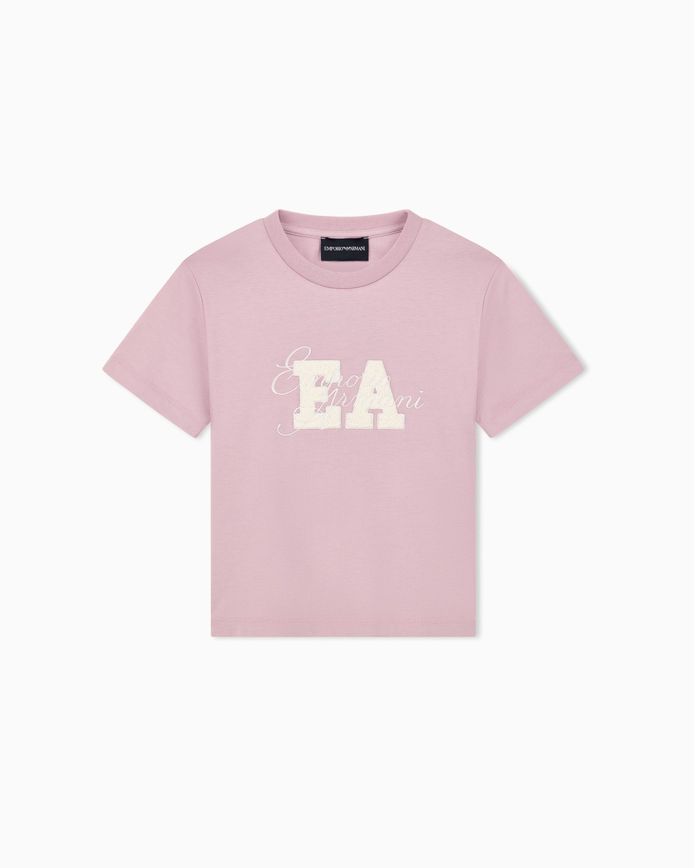 Camiseta de algodón con cuello redondo y logotipo bordado Diapositiva 0