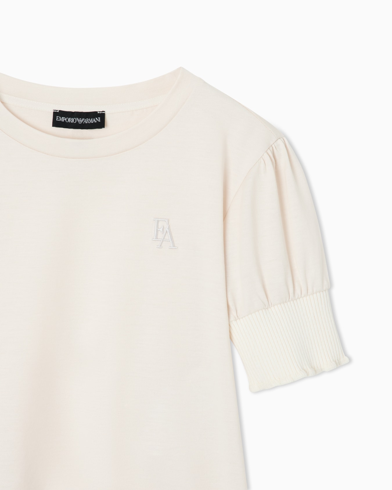 T-shirt in lyocell and cotton jersey with puff sleeves Slide 1