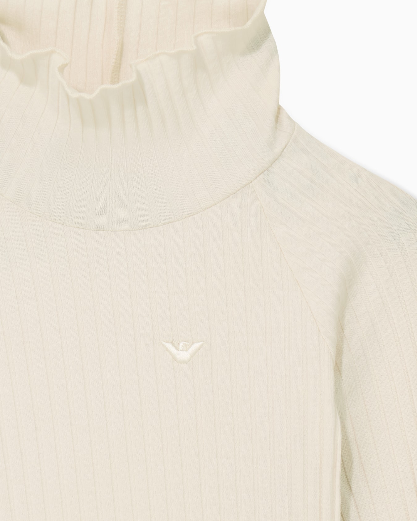 T-shirt ribbed stretch cotton with ruffled turtleneck Slide 1