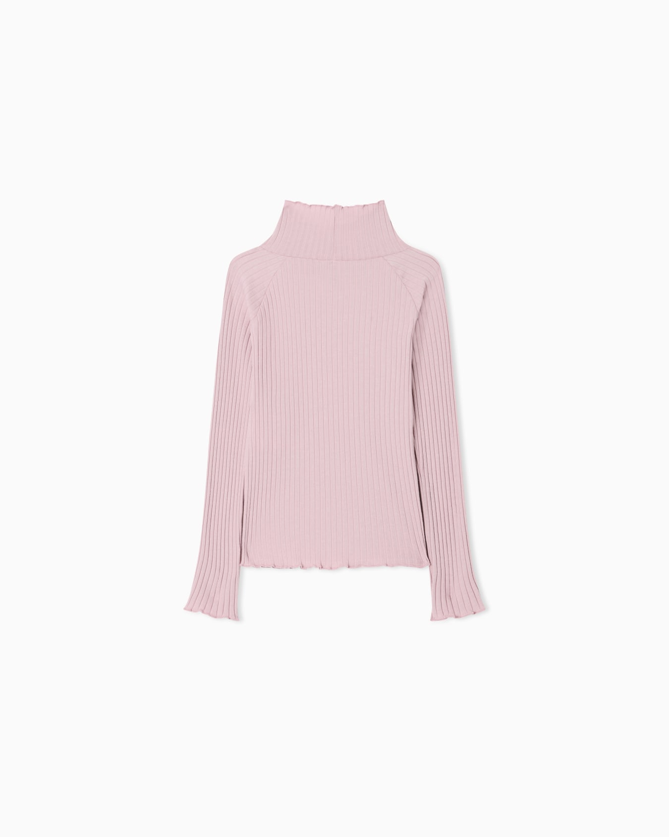 T-shirt ribbed stretch cotton with ruffled turtleneck Slide 2